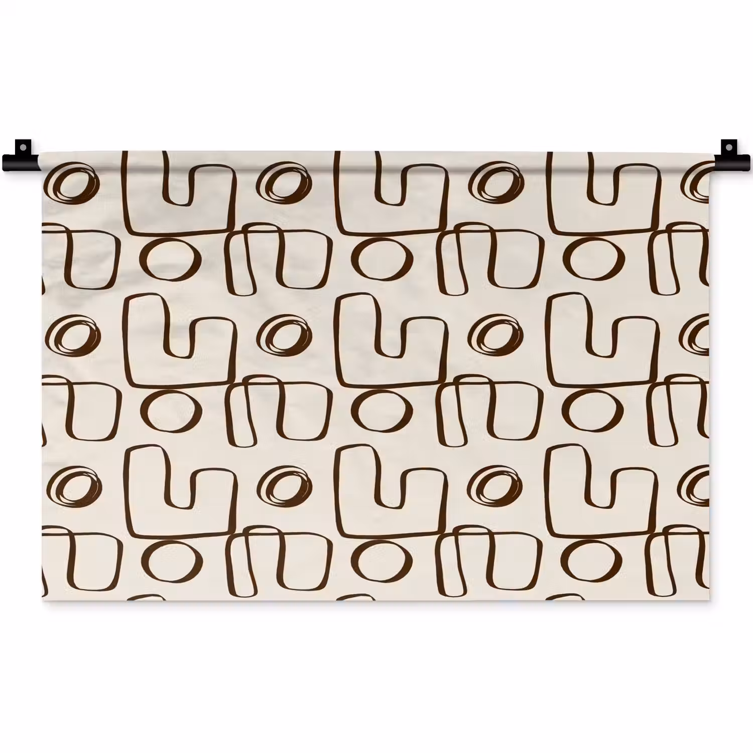 Lijnen - Beige - Patroon - Donkerbruin Wandkleed katoen klein 269 -zz3d