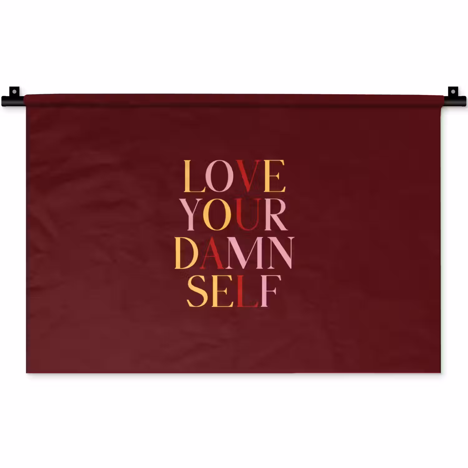 Love your damn self - Kleurrijk - Bordeaux Wandkleed katoen klein -zz3d