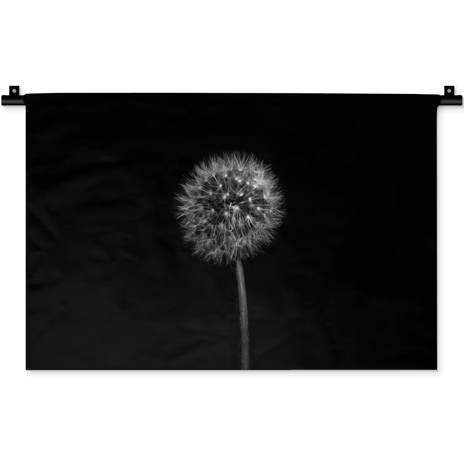 Paardenbloem - Zwart - Bloemen - Botanisch Wandkleed katoen klein -zz3d