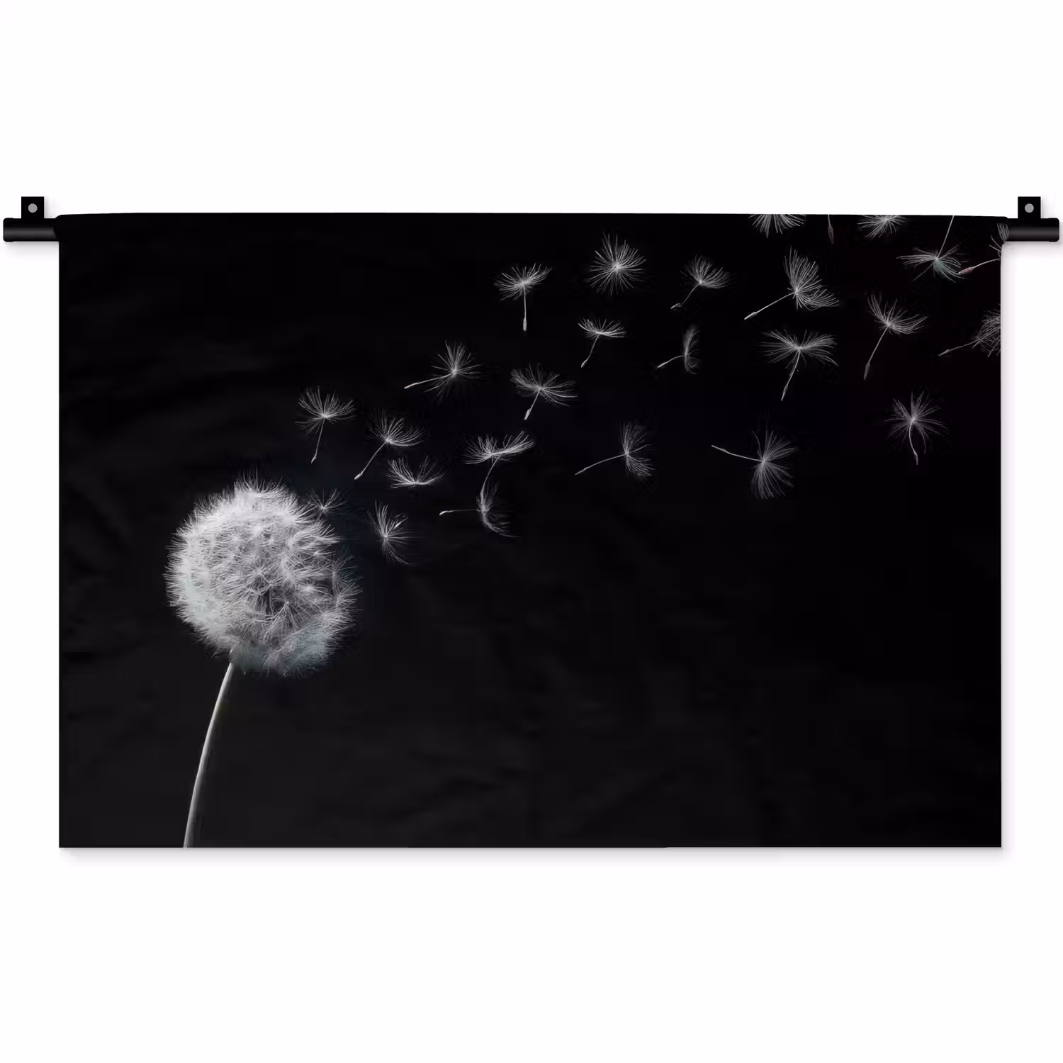 Paardenbloem - Zwart - Natuur Wandkleed katoen klein -zz3d