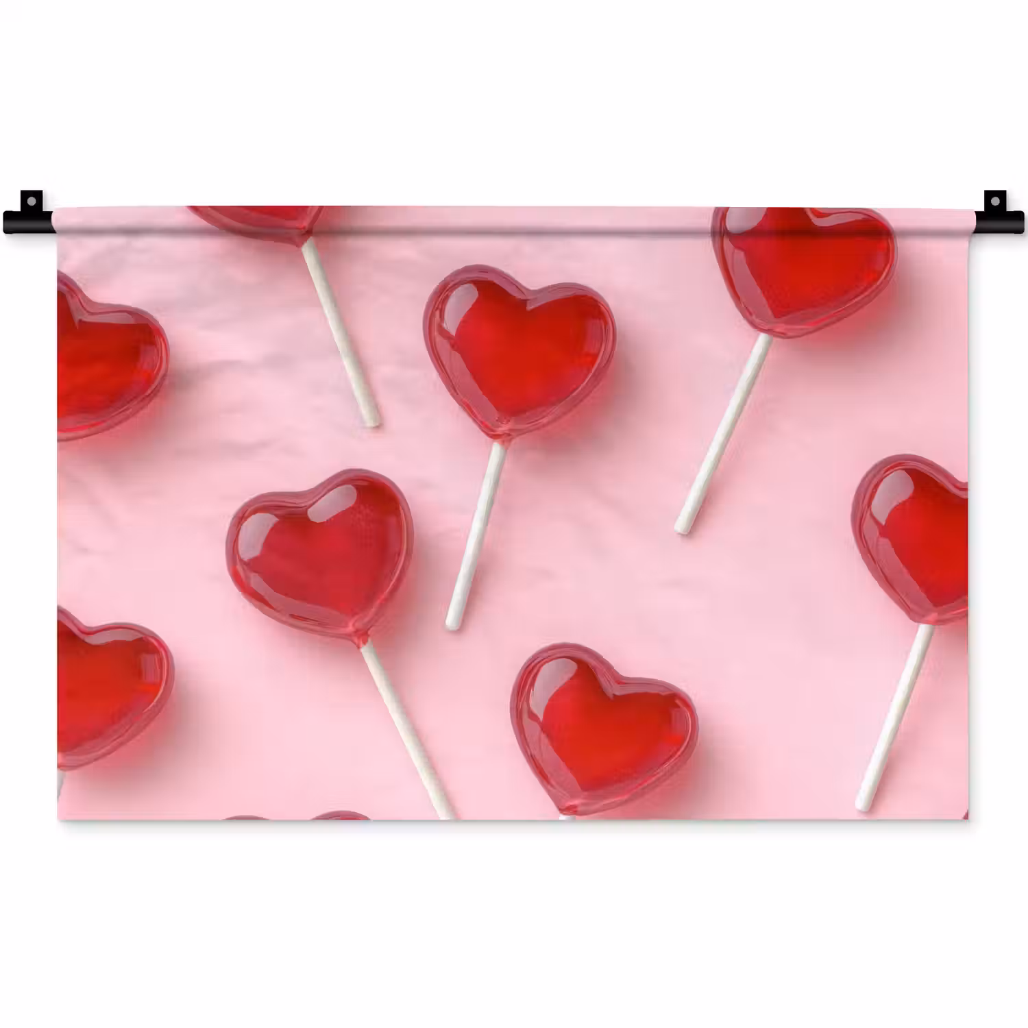 Lollies - Hartjes - Roze Wandkleed katoen klein -zz3d