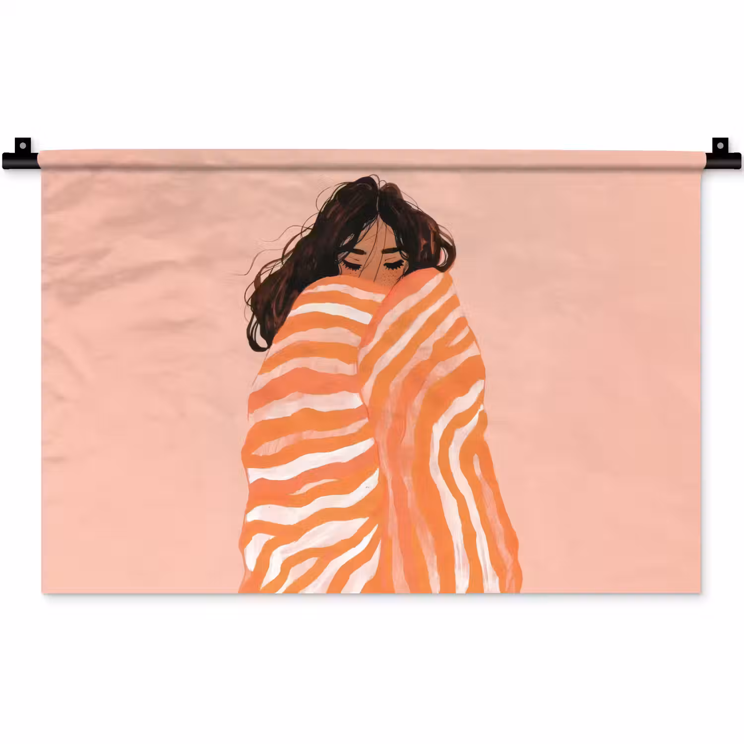 Meisje - Deken - Gestreept - Oranje Wandkleed katoen klein -zz3d