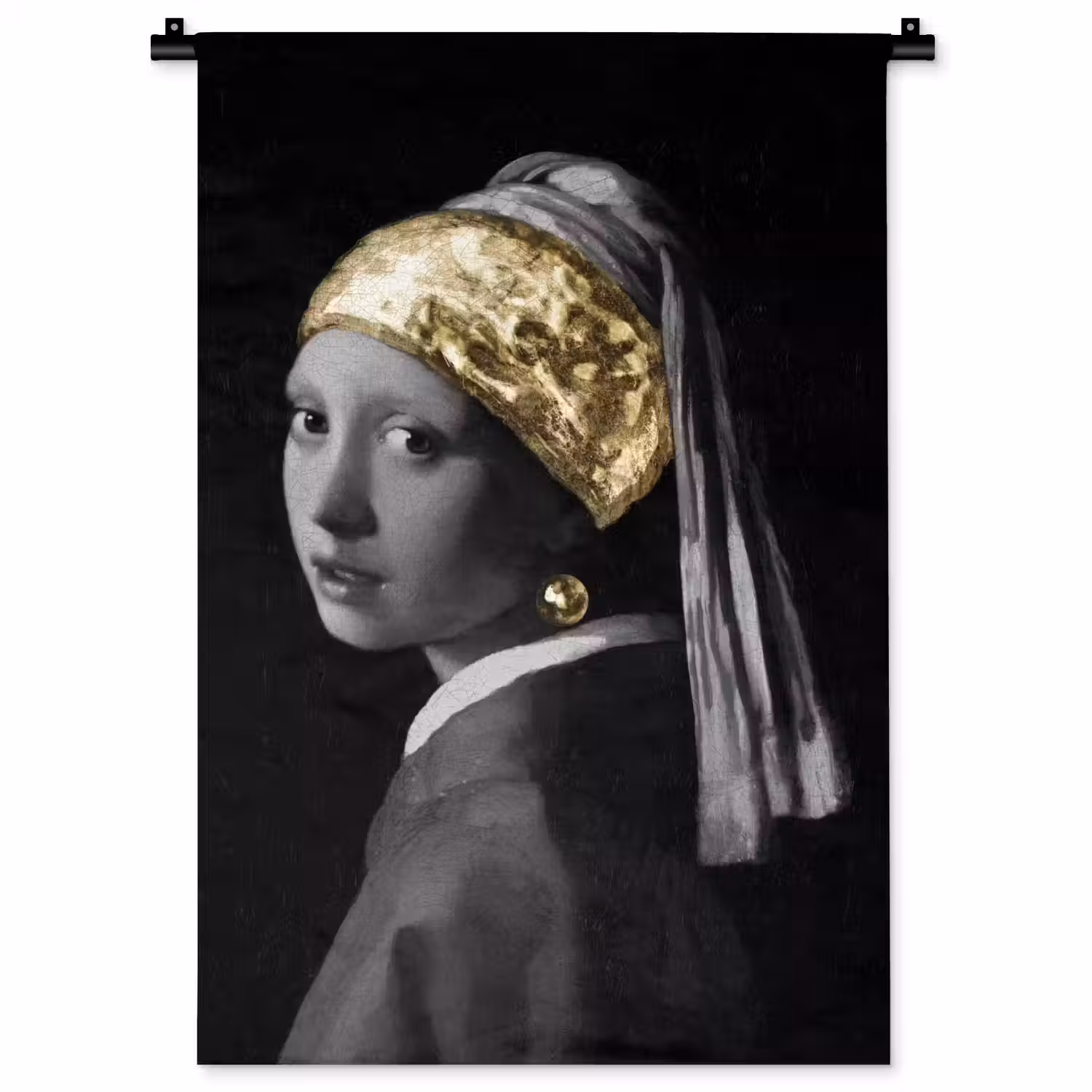 Meisje met de parel - Johannes Vermeer - Goud Wandkleed katoen klein -zz3d