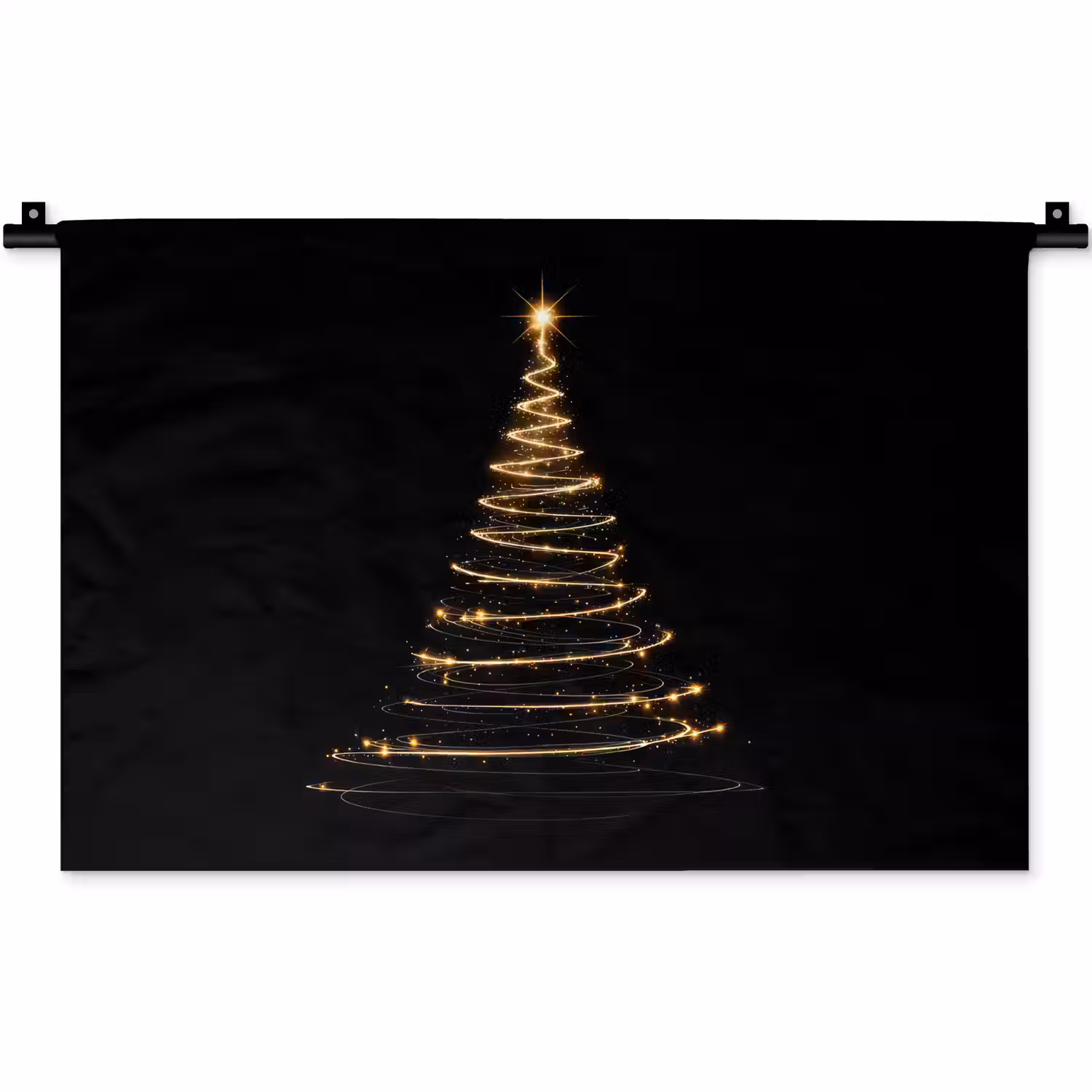 Magisch - Kerstboom - Lichtspiralen - Zwart Wandkleed katoen klein -zz3d