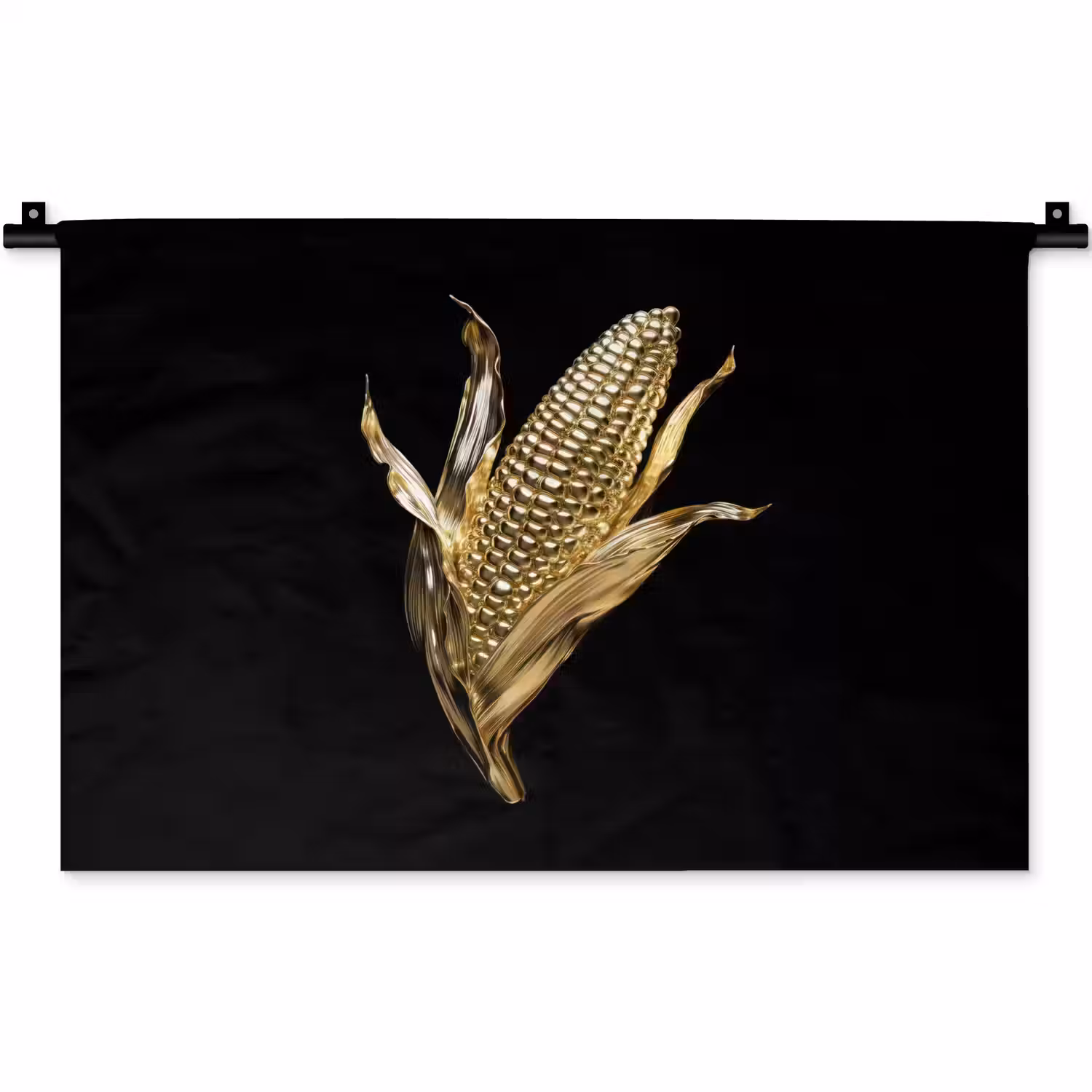 Mais - Eten - Goud - Zwart Wandkleed katoen klein -zz3d