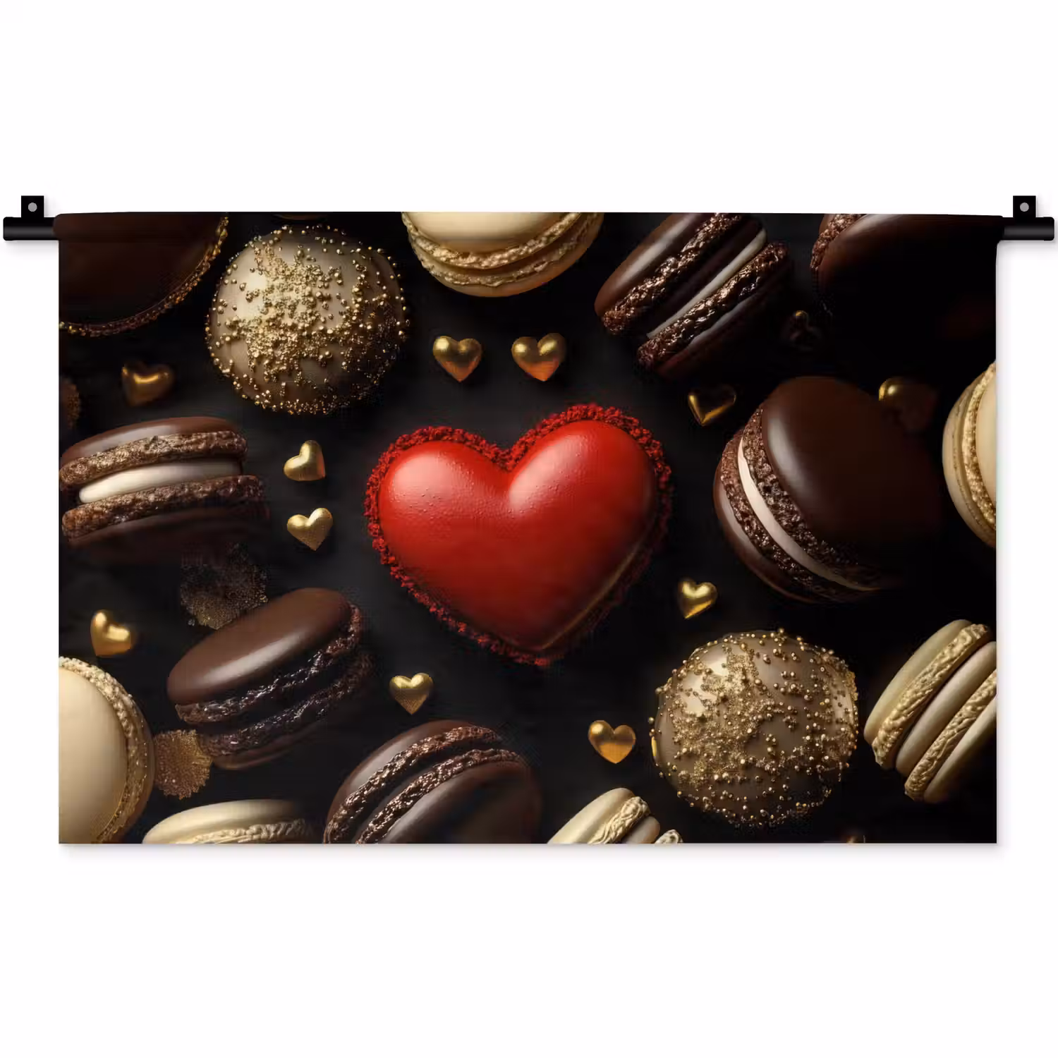 Macarons - Rood - Hart Wandkleed katoen klein -zz3d