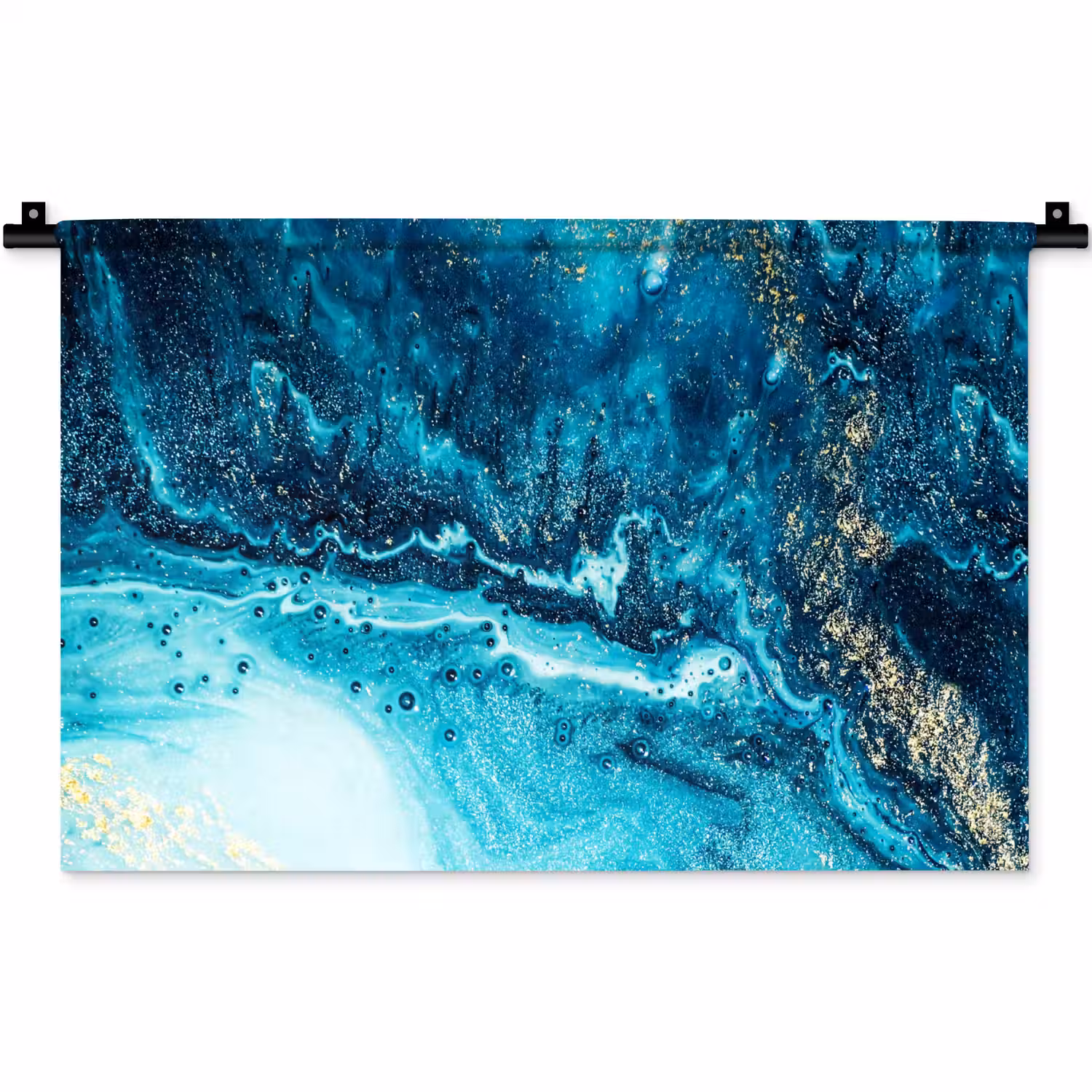 Marmerlook - Blauw - Goud - Luxe - Glitter - Marmer Wandkleed katoen klein -zz3d