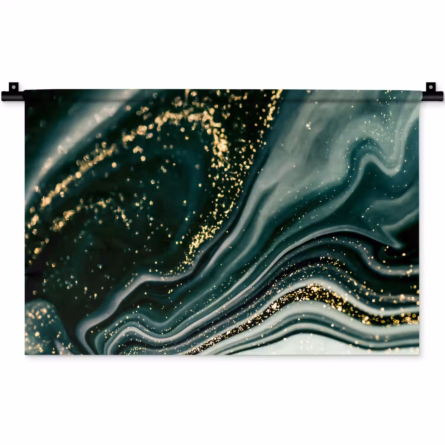 Marmerlook - Goud - Groen - Glitter - Design - Marmer Wandkleed katoen klein -zz3d