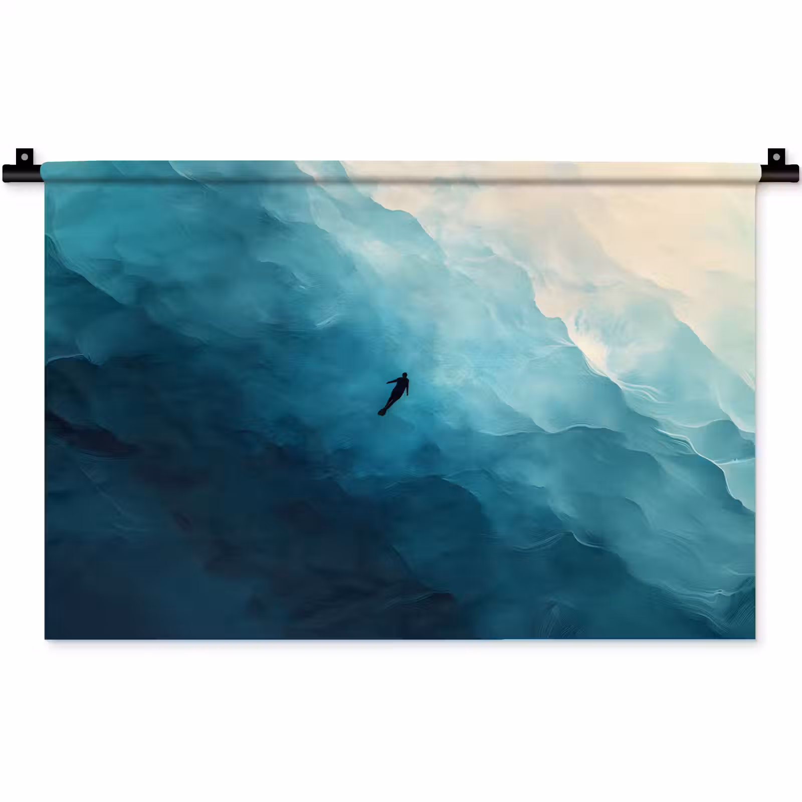 Zee - Silhouet - Abstract - Blauw Wandkleed katoen klein -zz3d