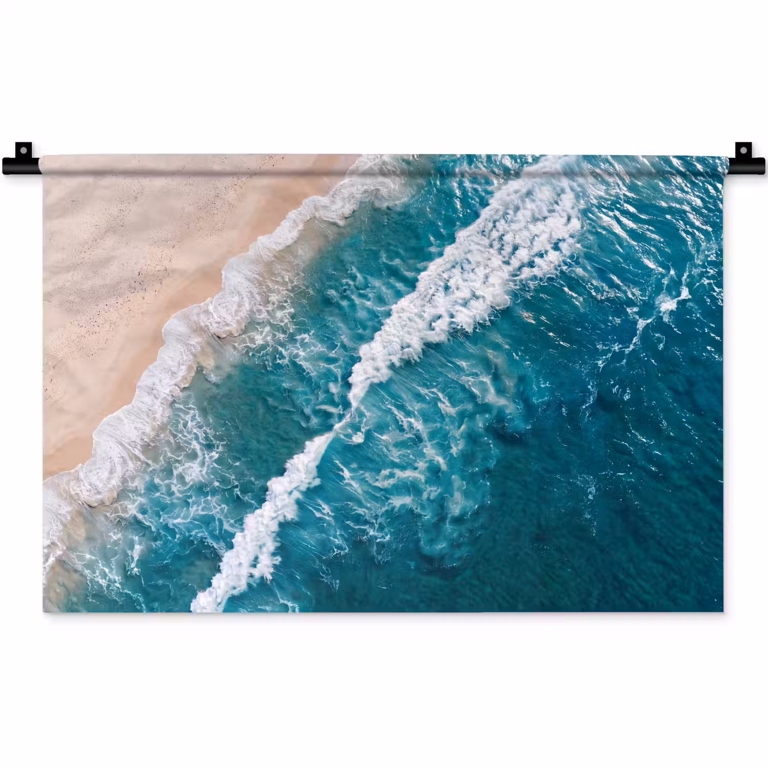 Zee - Strand - Golven - Natuur - Blauw Wandkleed katoen klein -zz3d