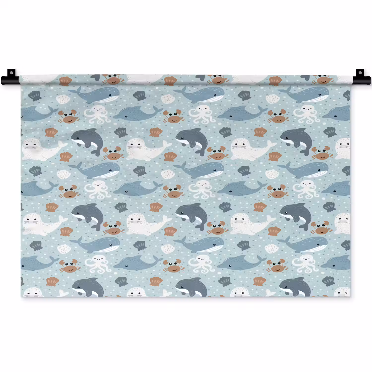 Oceaan - Walvis - Zeehond - Krab Wandkleed katoen klein 269 -zz3d