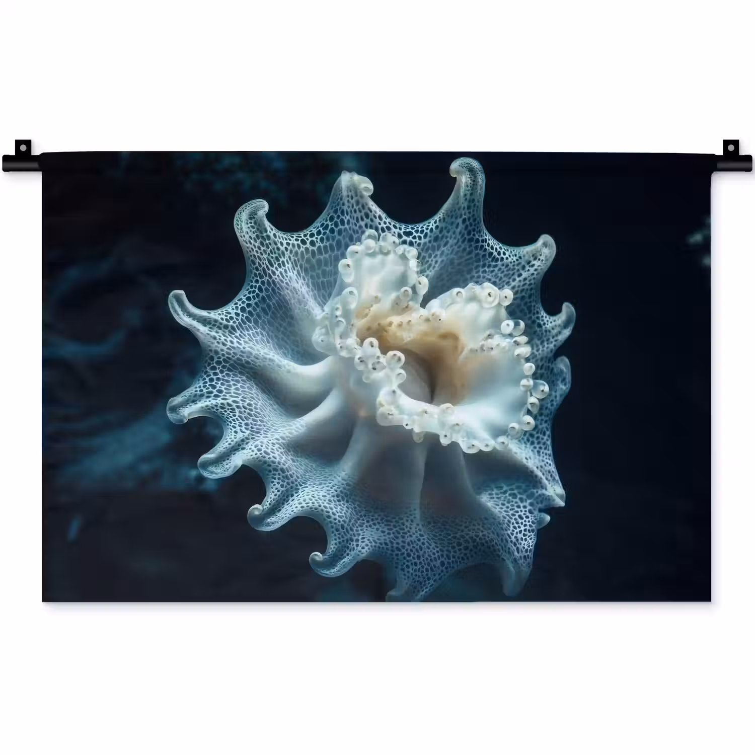 Zeewezen - Wit - Golven - Water Wandkleed katoen klein -zz3d