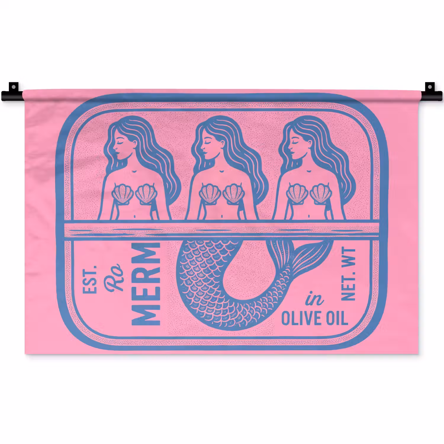 Meermin - Sardineblik - Illustratie - Roze - Retro Wandkleed katoen klein -zz3d