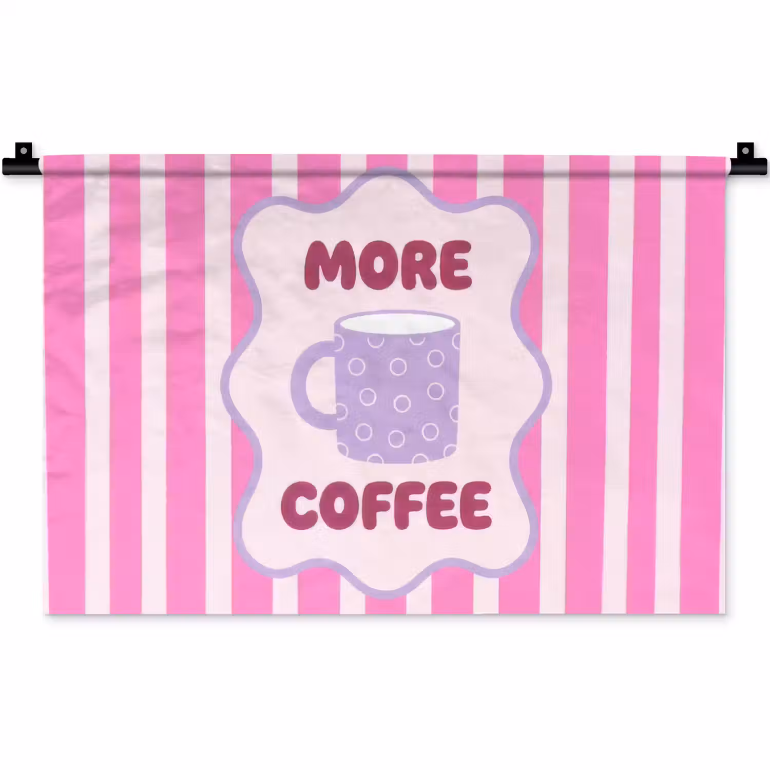 More coffee - Roze - Paars - Strepen - Mok Wandkleed katoen klein -zz3d