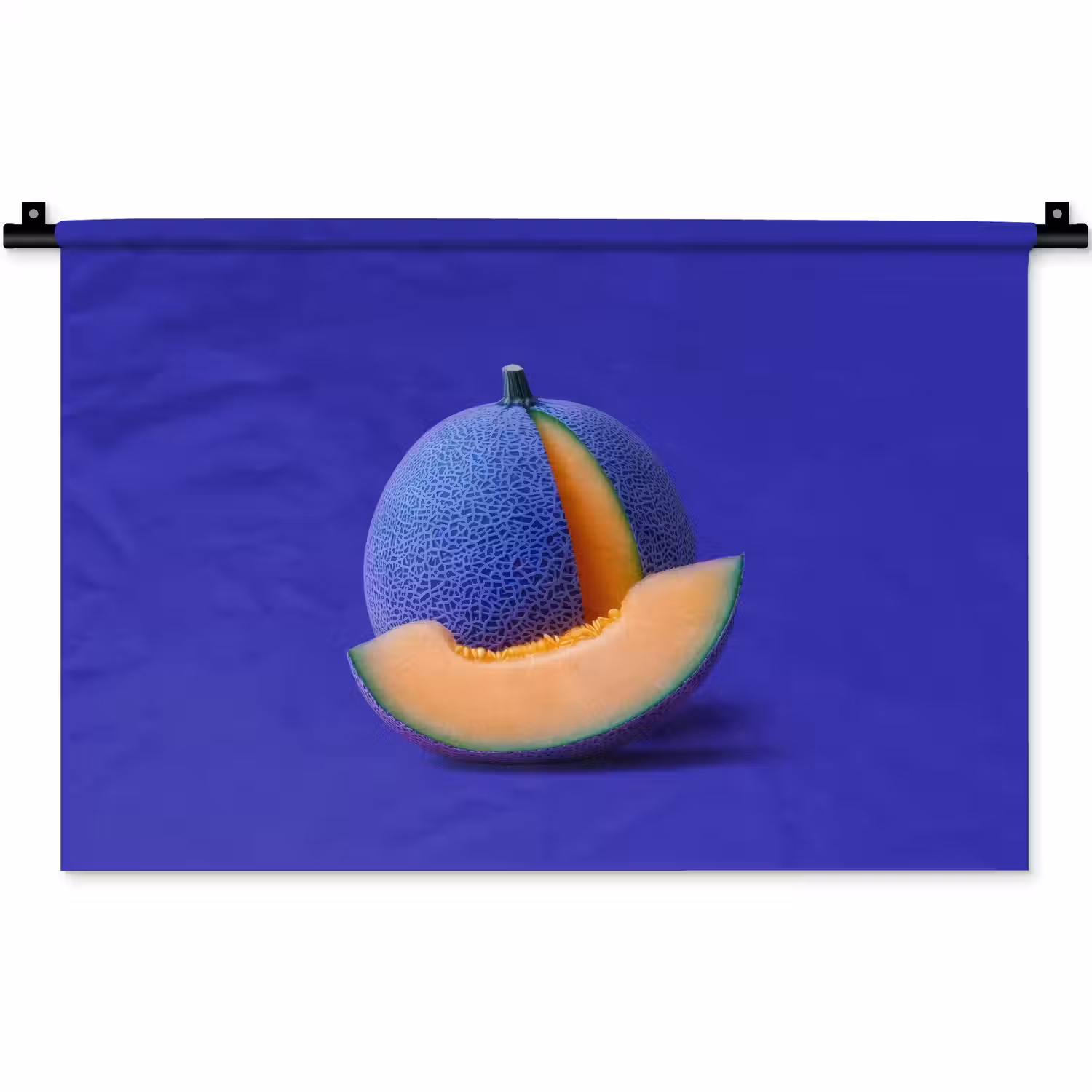 Meloen - Blauw - Oranje - Kunstzinnig Wandkleed katoen klein -zz3d