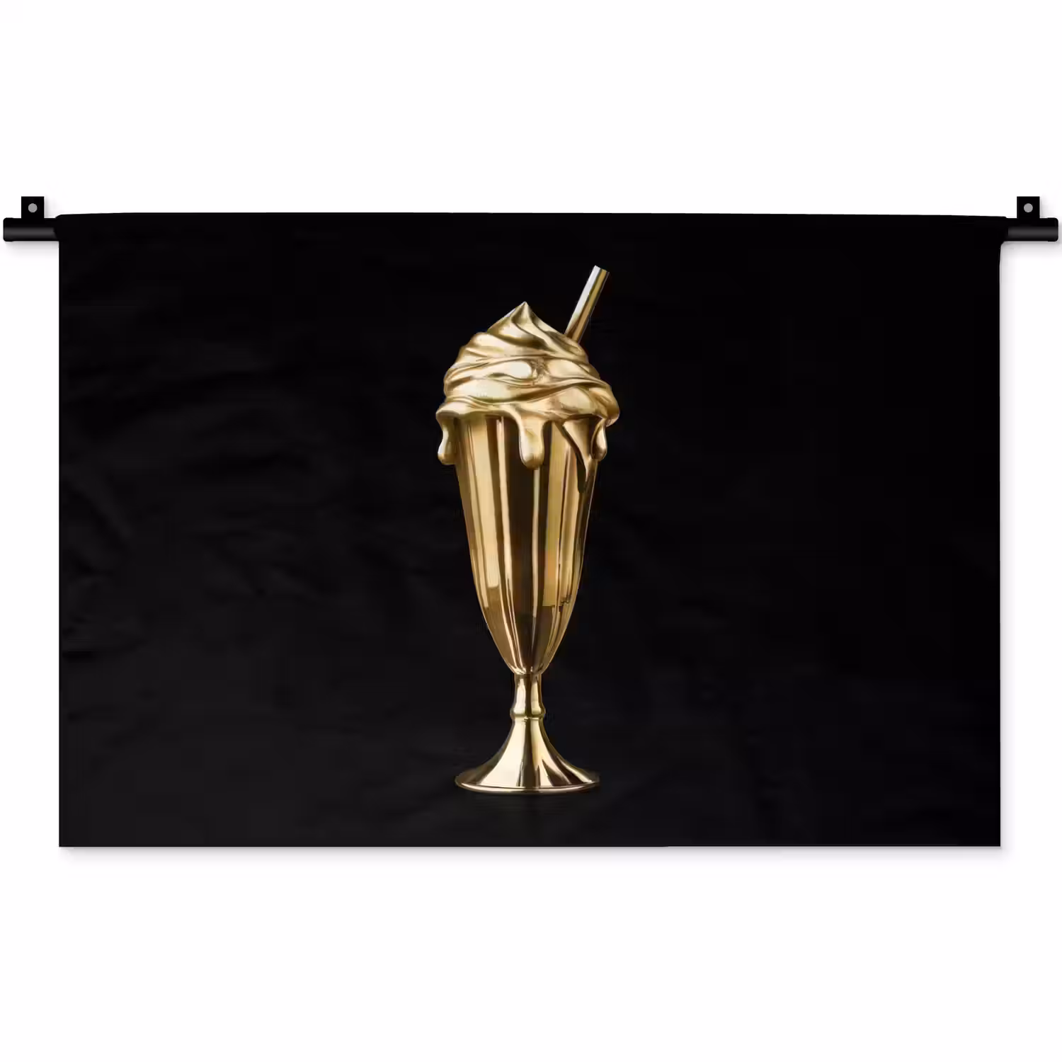 Milkshake - Goud - Drinken - Zwart Wandkleed katoen klein -zz3d