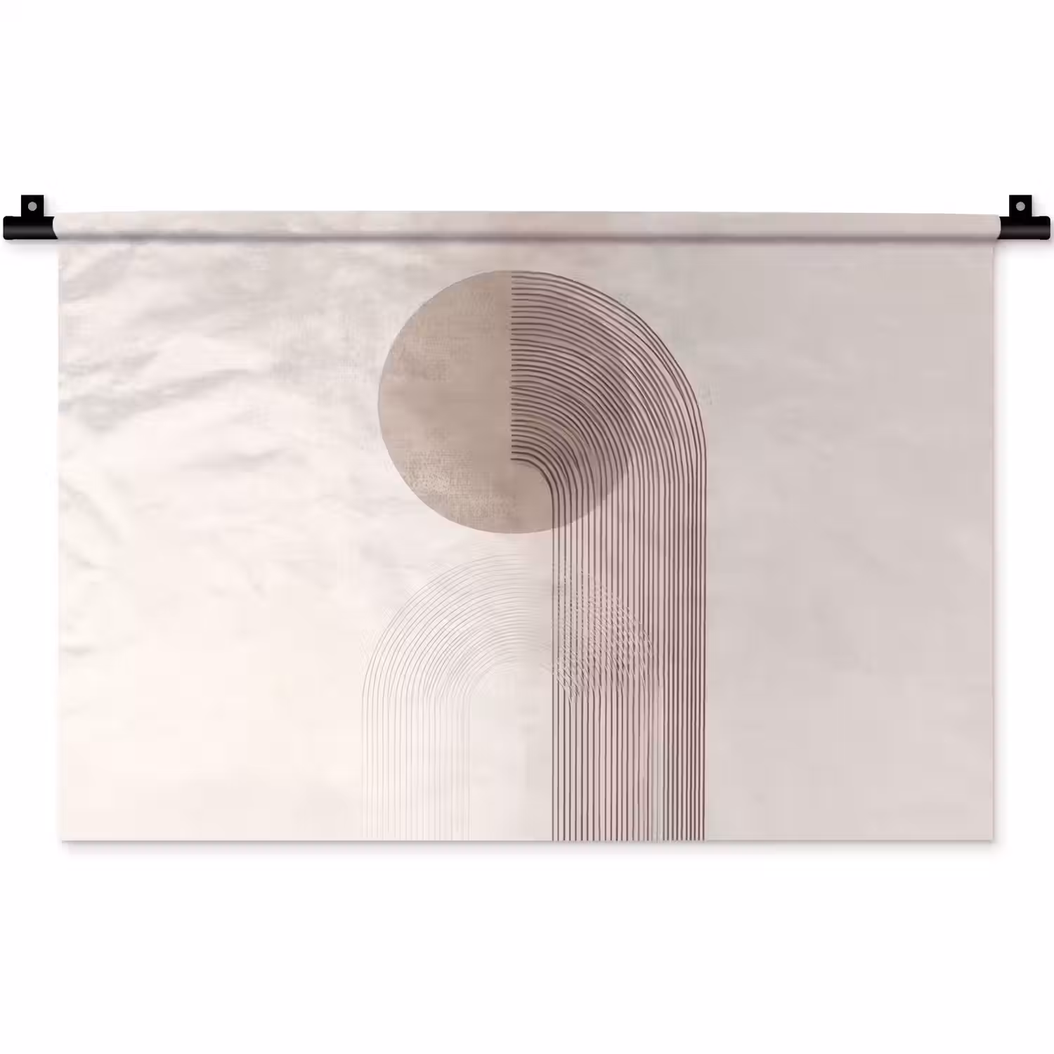 Minimalistisch - Cirkel - Lichtgrijs Wandkleed katoen klein -zz3d