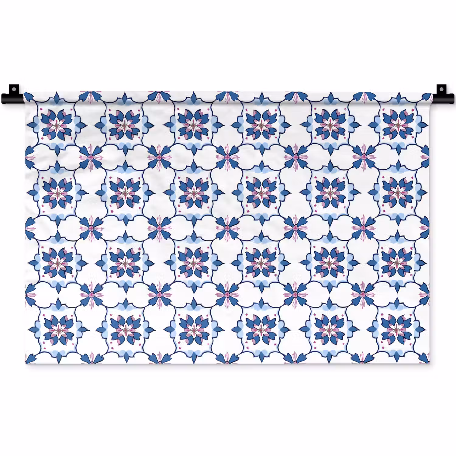 Modern - Patroon - Blauw - Roze Wandkleed katoen klein 269 -zz3d