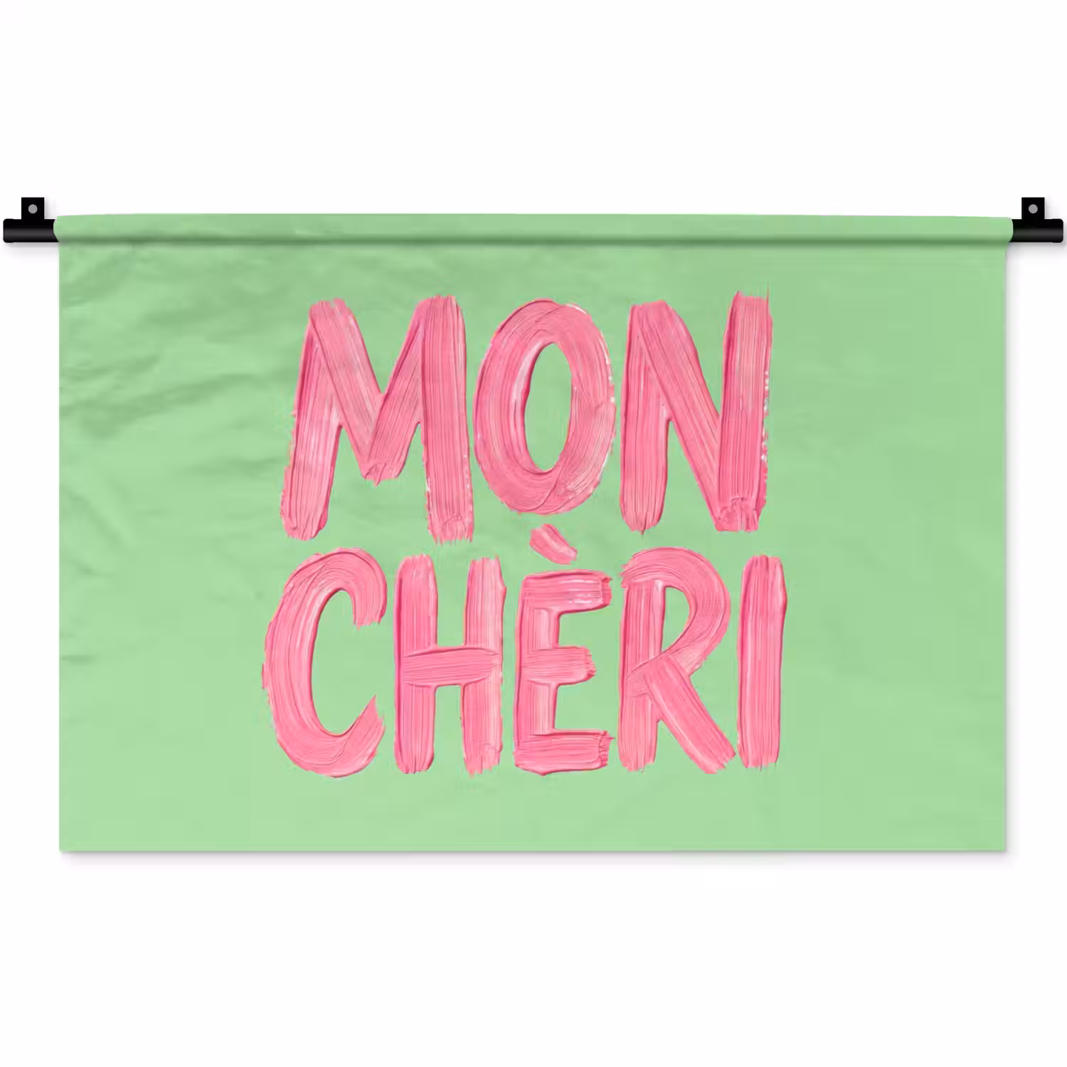 Mon cheri - Groen - Roze Wandkleed katoen klein -zz3d