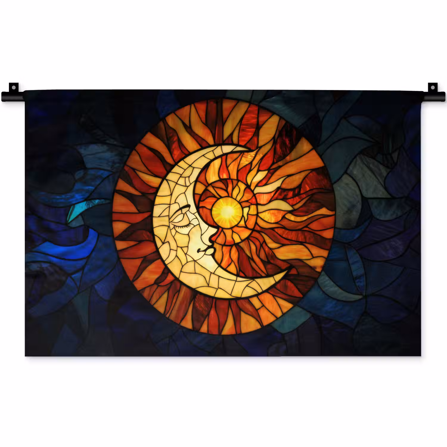 Mozaïek - Glas - Maan - Donkerblauw Wandkleed katoen klein -zz3d