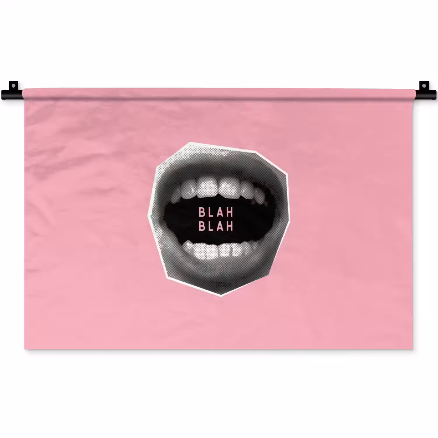 Mond - BLAH BLAH - Roze Wandkleed katoen klein -zz3d