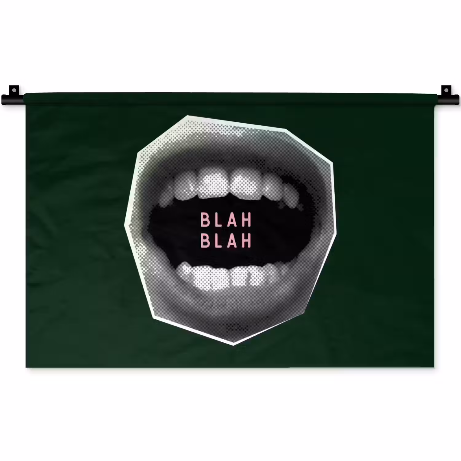 Mond - Groen - Illustratie - BLAH BLAH Wandkleed katoen klein -zz3d