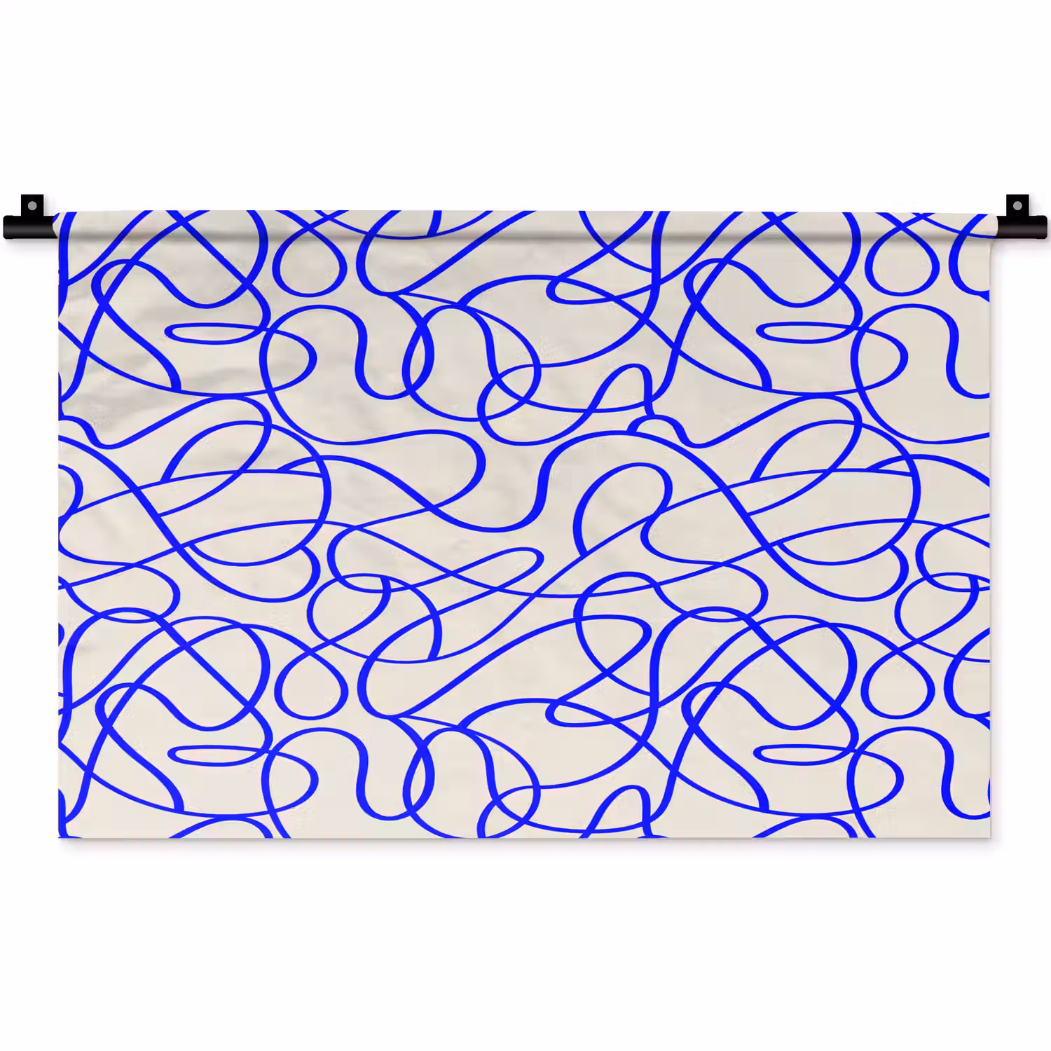 Patronen - Beige - Blauw - Lijnen Wandkleed katoen klein 269 -zz3d