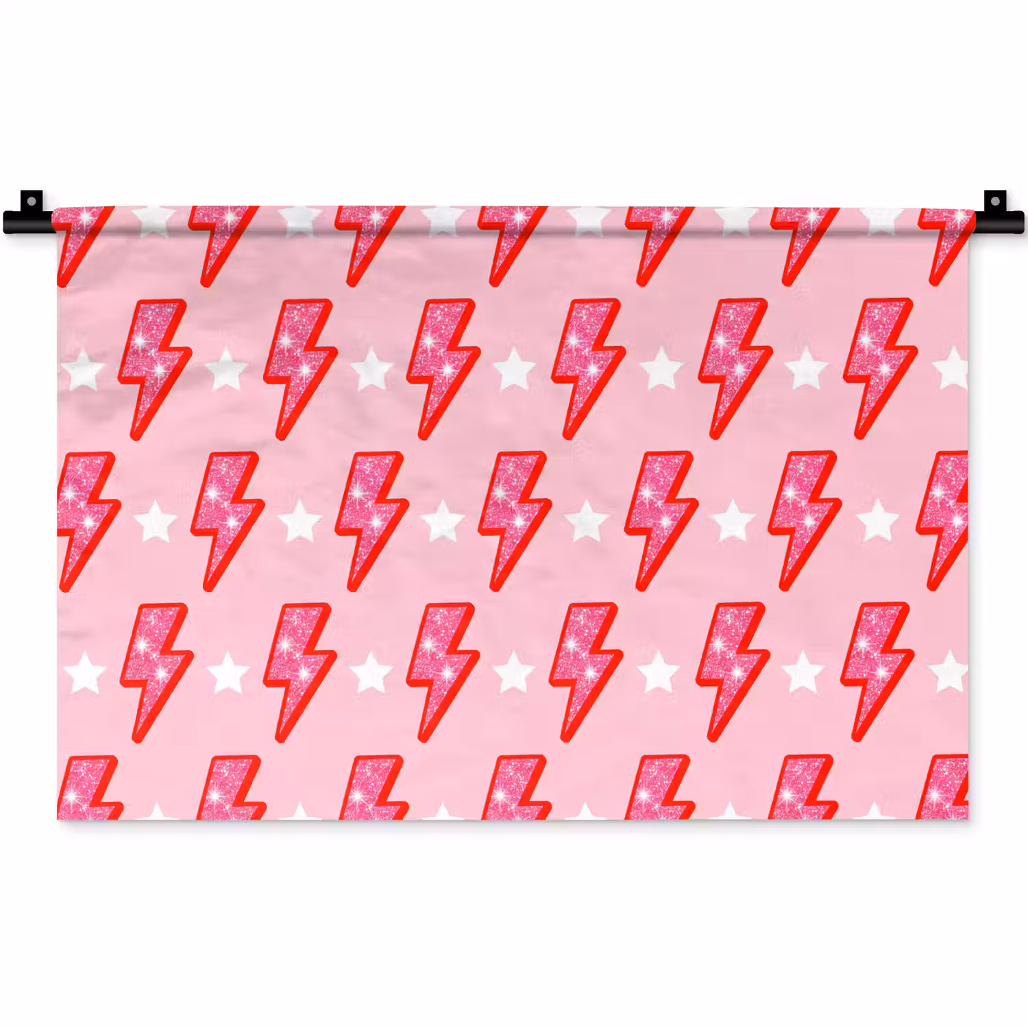 Patroon - Bliksem - Ster - Glitter - Roze Wandkleed katoen klein -zz3d