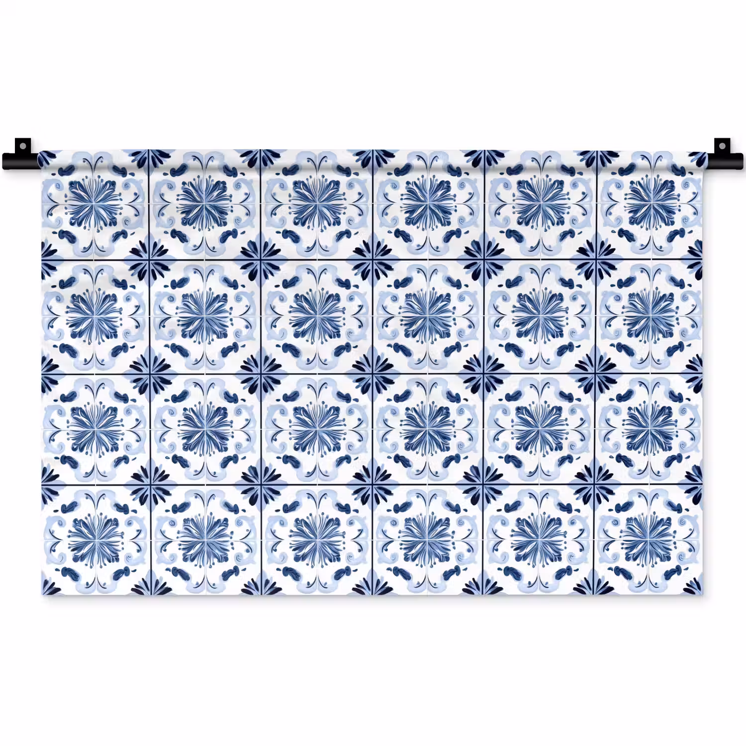 Patroon - Tegel - Blauw Wandkleed katoen klein 269 -zz3d