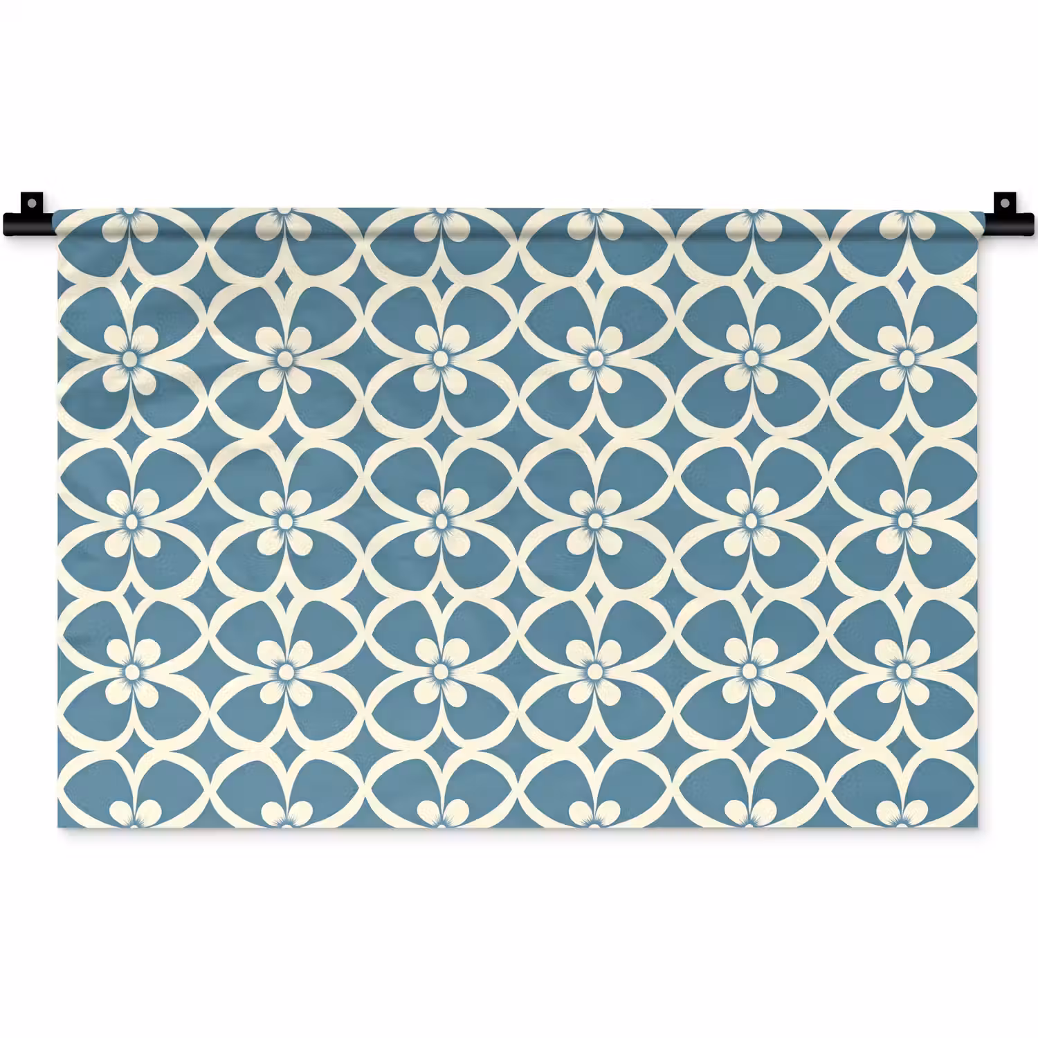 Patroon - Symmetrisch - Blauw Wandkleed katoen klein 269 -zz3d