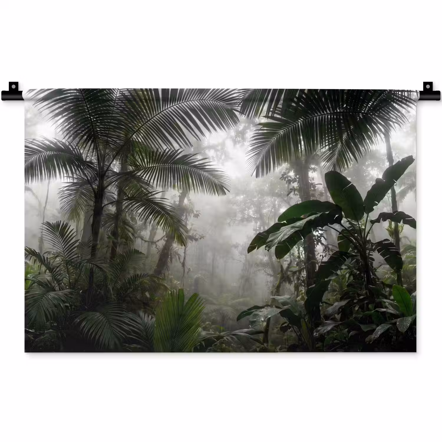 Natuur - Jungle - Mist - Groen - Bladeren Wandkleed katoen klein -zz3d
