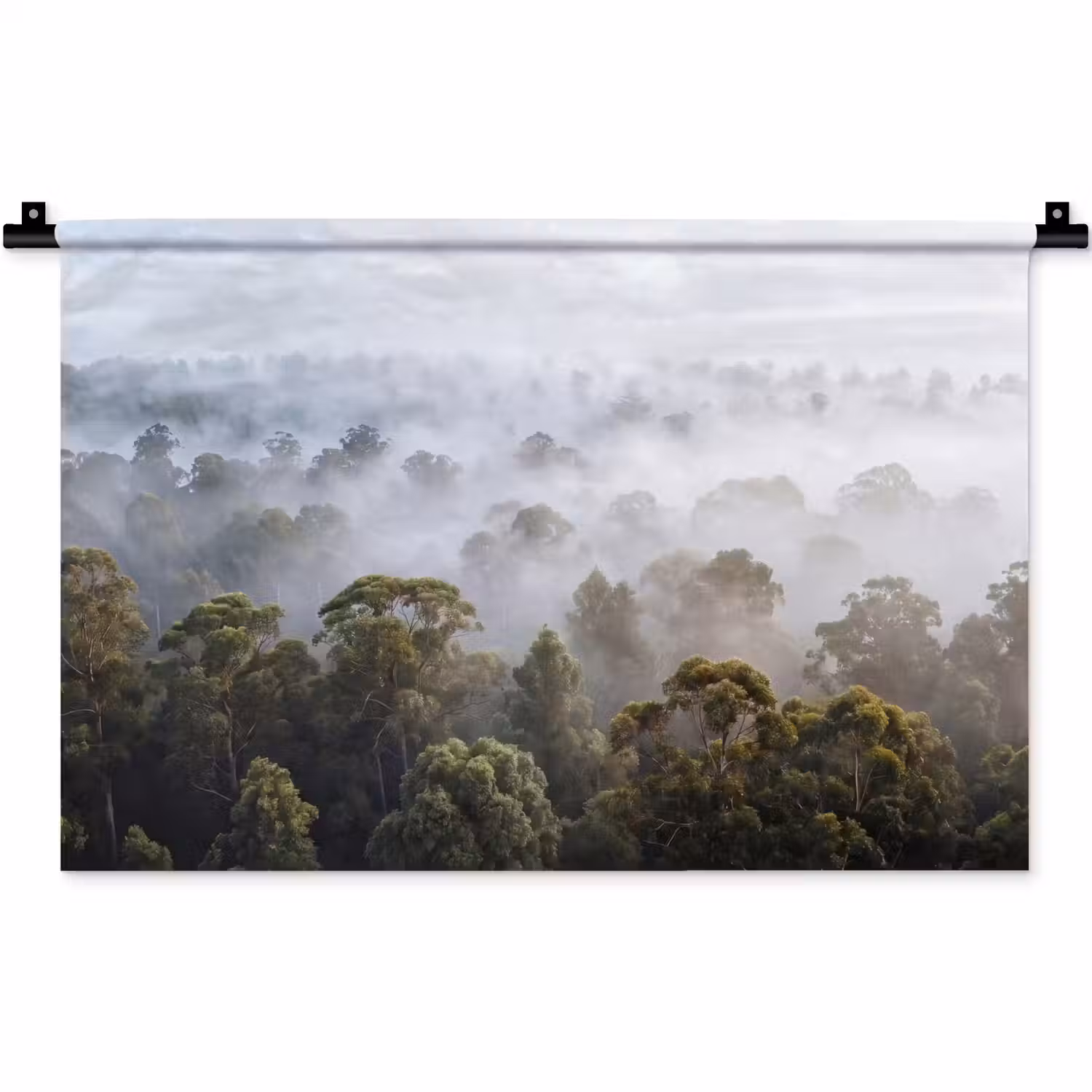 Natuur - Mist - Bos - Ochtend - Goud Wandkleed katoen klein -zz3d