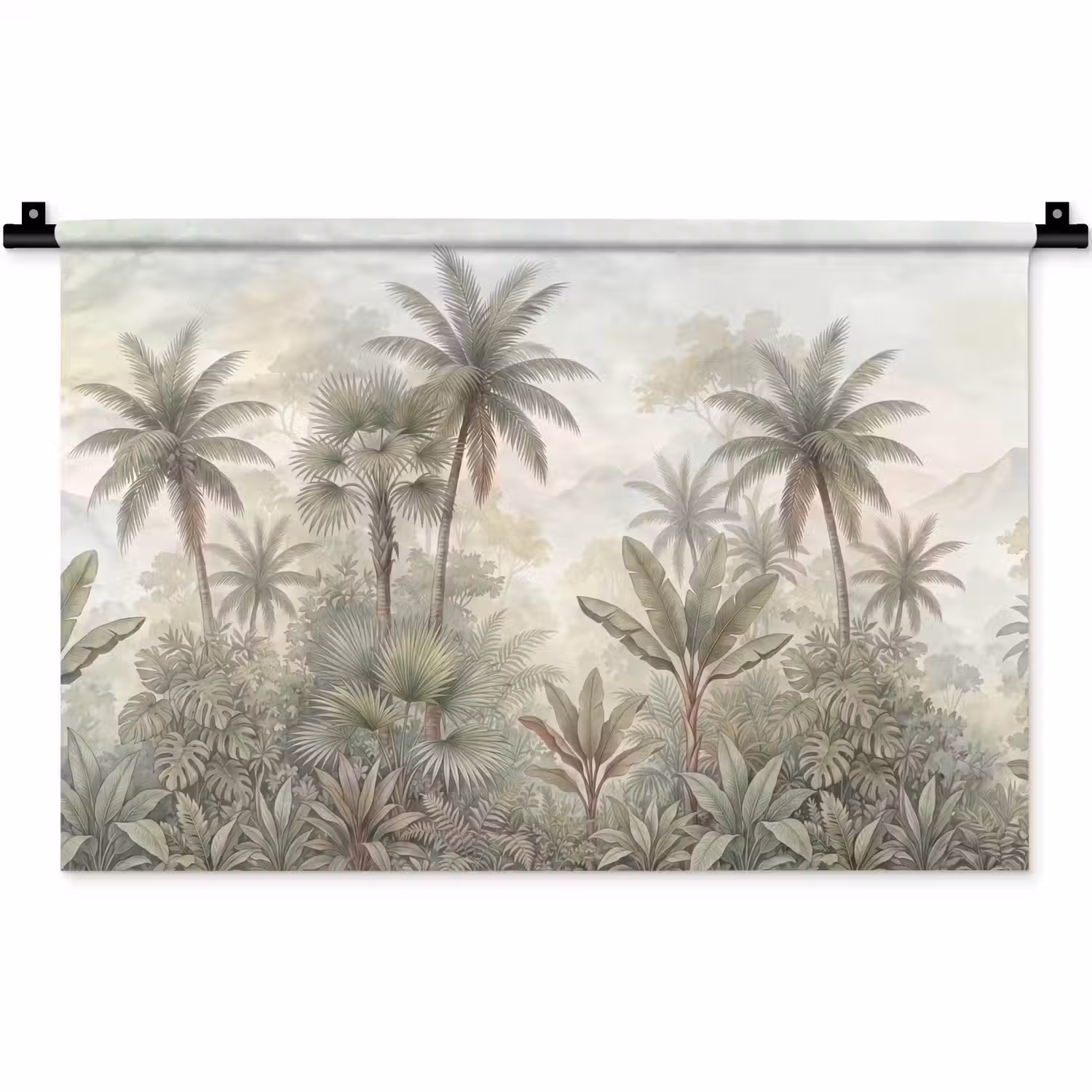 Natuur - Tropisch bos - Landschap - Aquarel - Groen Wandkleed katoen klein -zz3d
