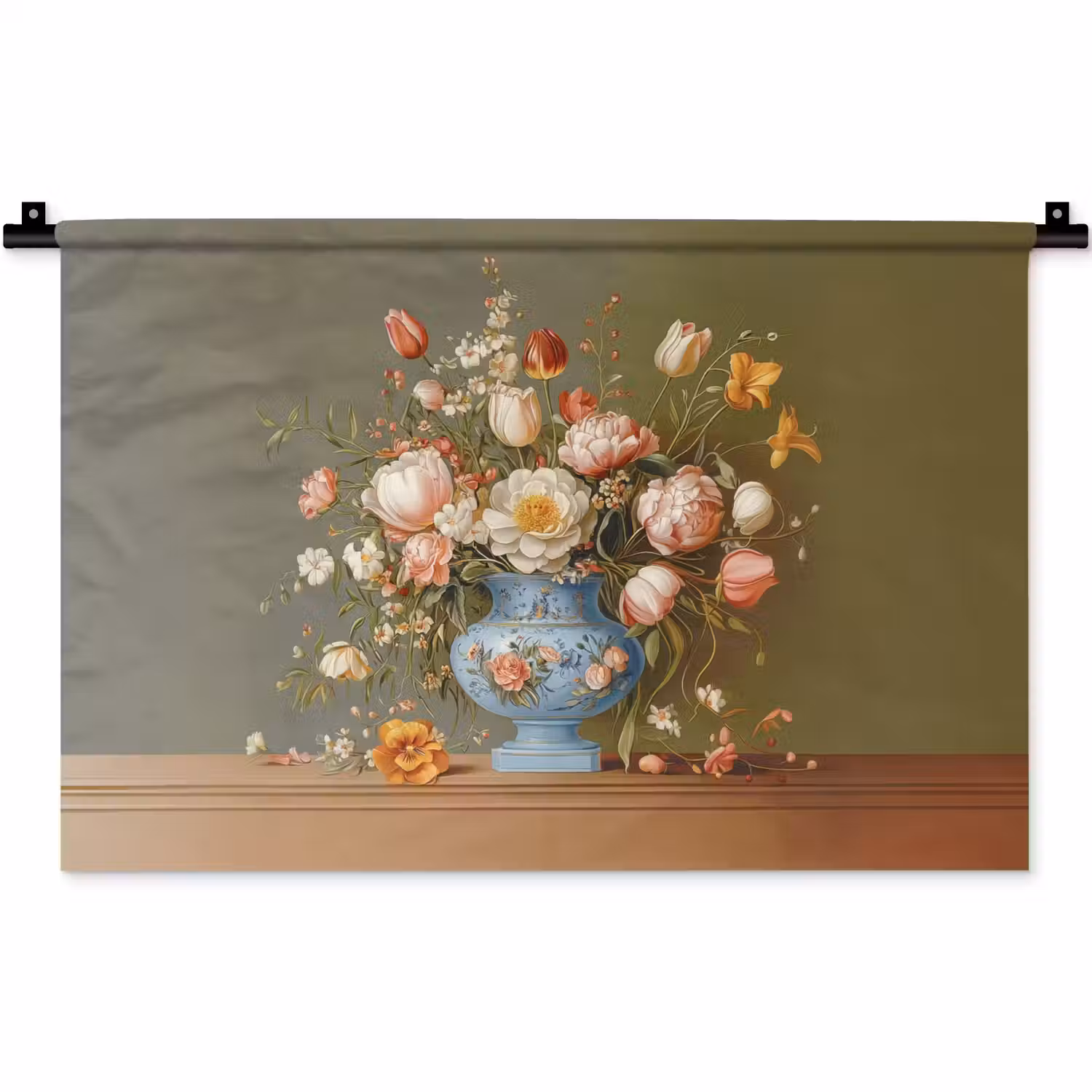 Neutral - Bloemen - Boeket - Vaas Wandkleed katoen klein -zz3d