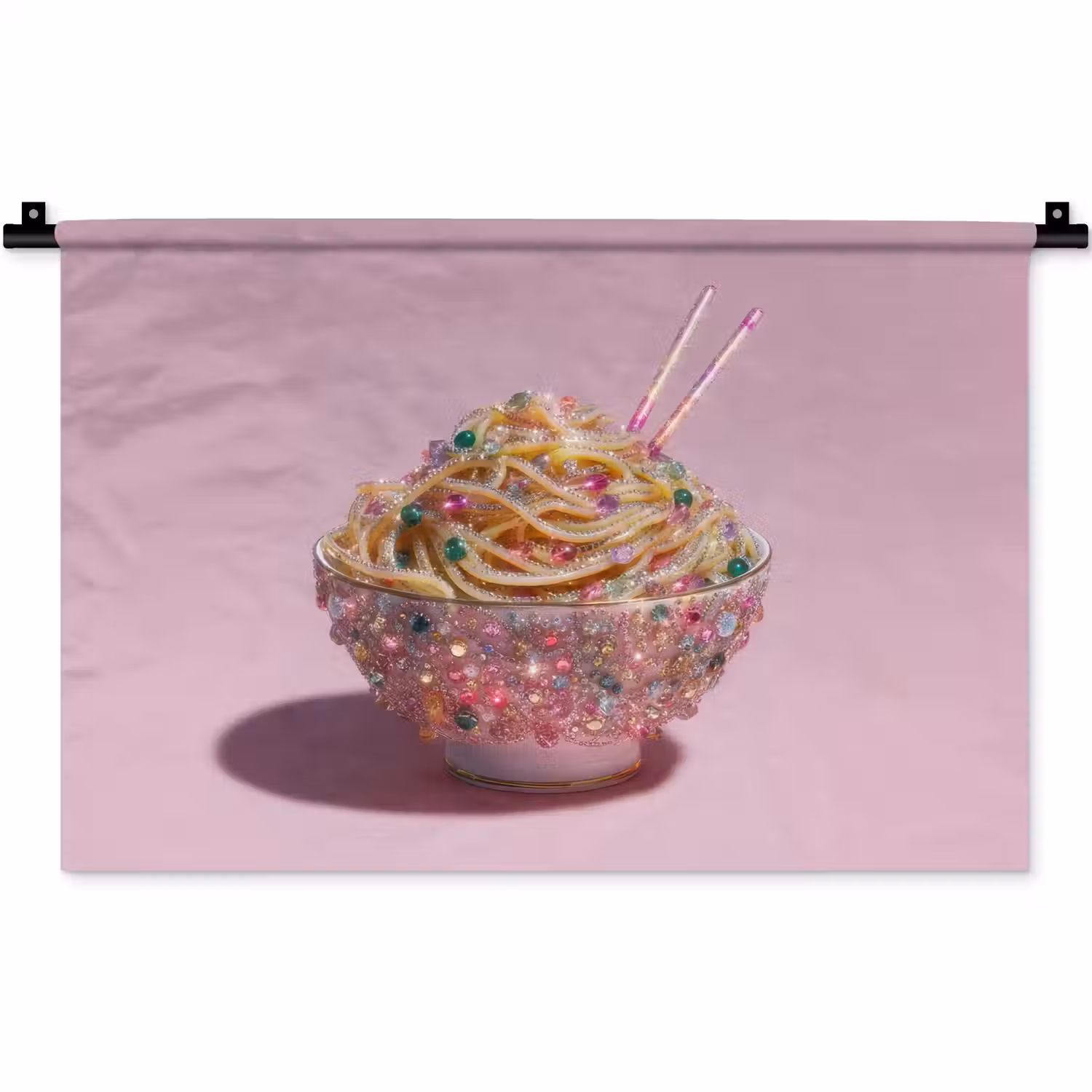 Noodles - Edelstenen - Stokjes - Roze Wandkleed katoen klein -zz3d
