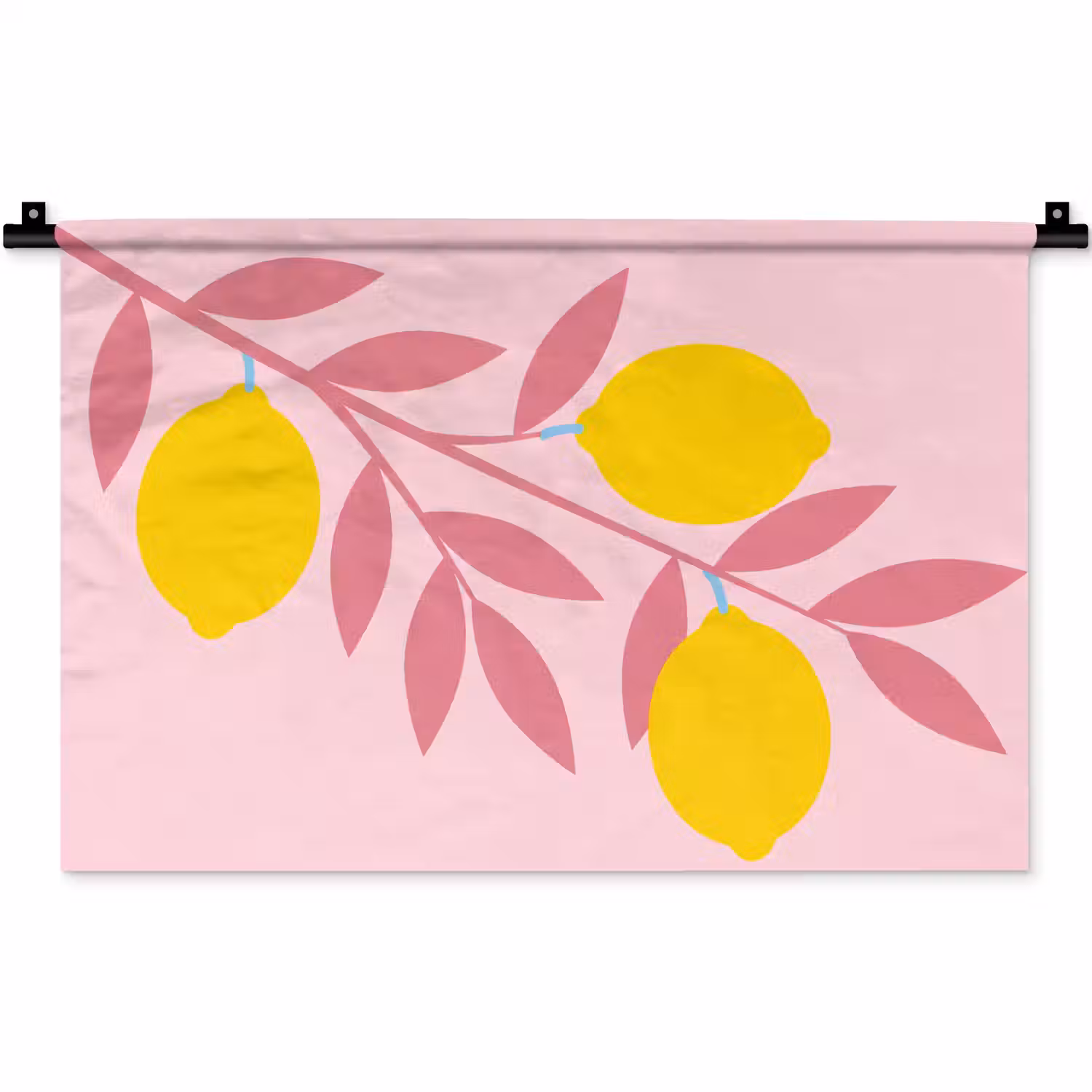 Fruit - Tak - Natuur - Abstract - Roze Wandkleed katoen klein -zz3d