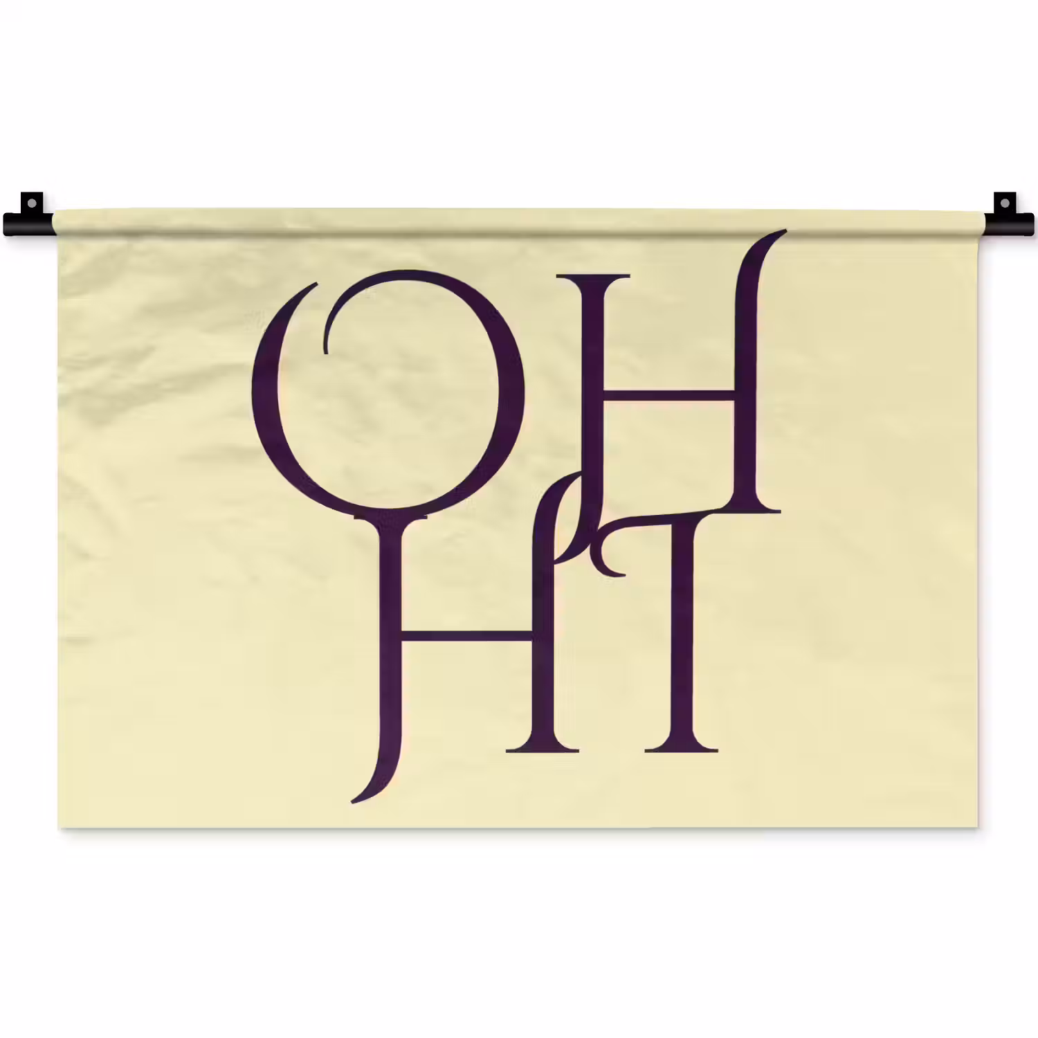 Oh hi - Geel - Monogram Wandkleed katoen klein -zz3d