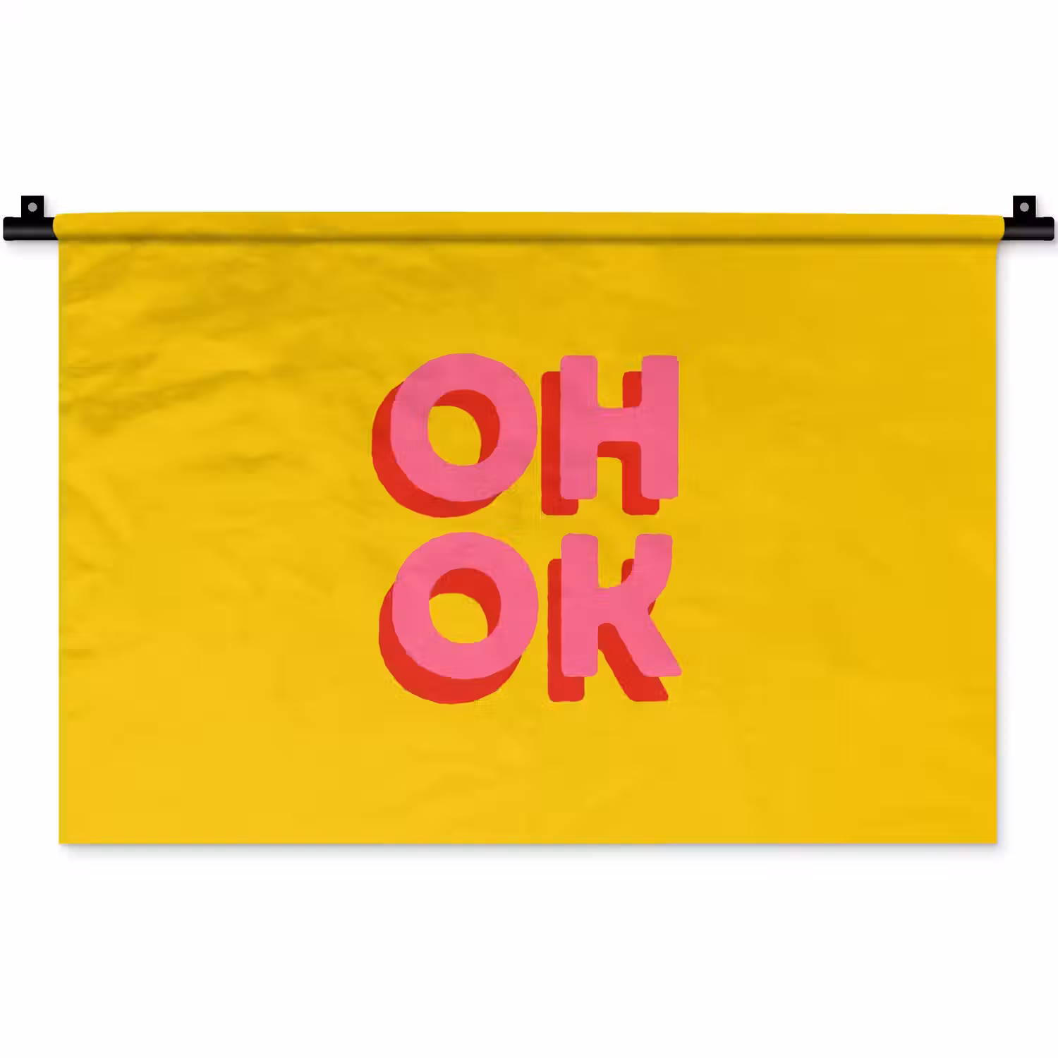 Oh ok - 3D - Geel - Roze Wandkleed katoen klein -zz3d