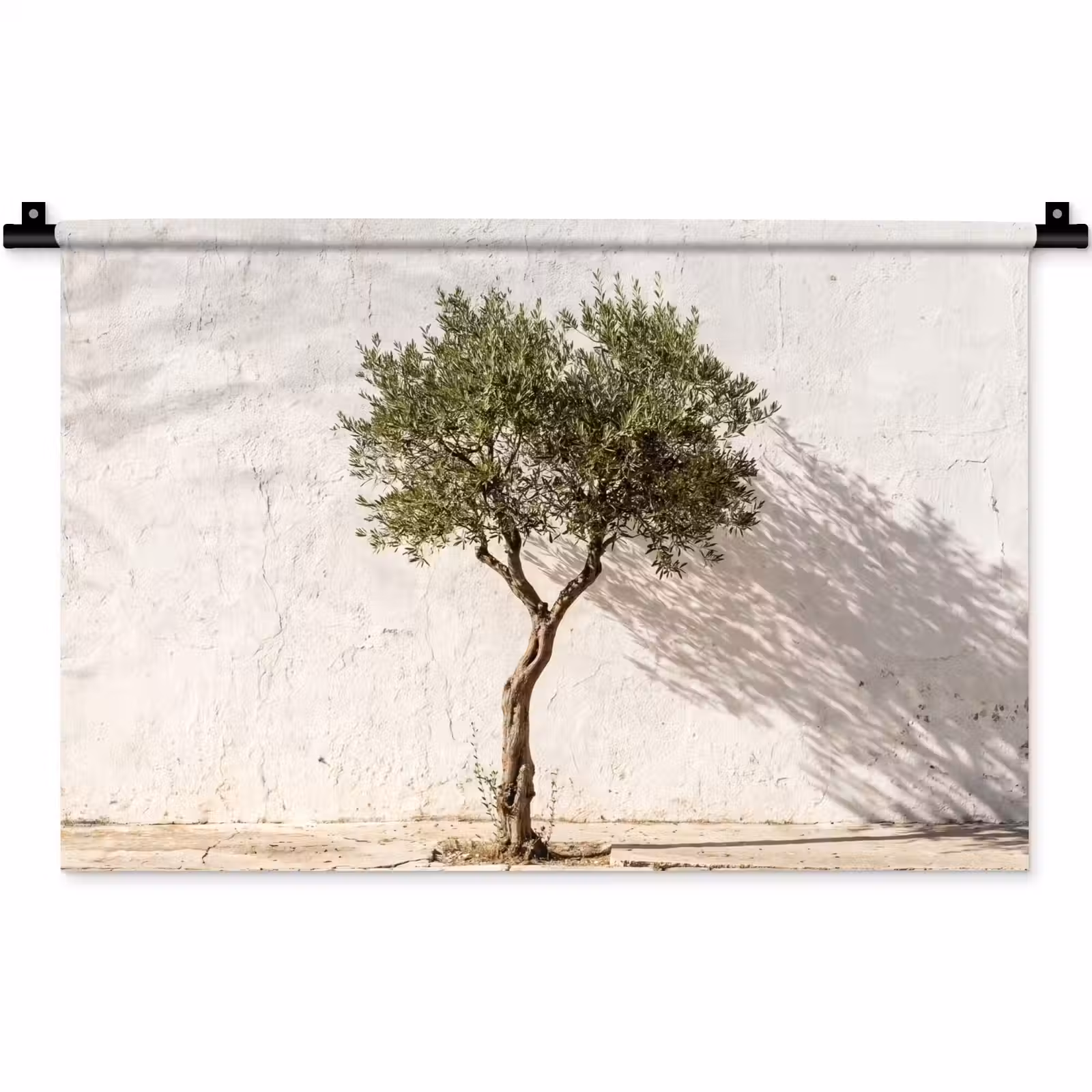 Wandteppich - Olivenbaum – Wand – weiß - Olijfboom - muur - wit Wandkleed katoen klein