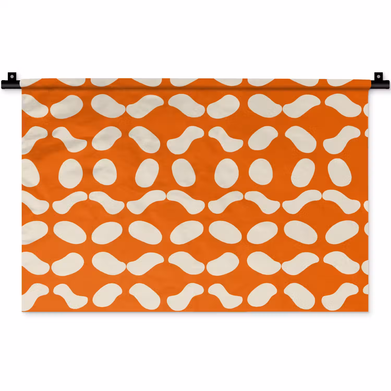 Oranje - Organische vormen - Wit Wandkleed katoen klein 269 -zz3d