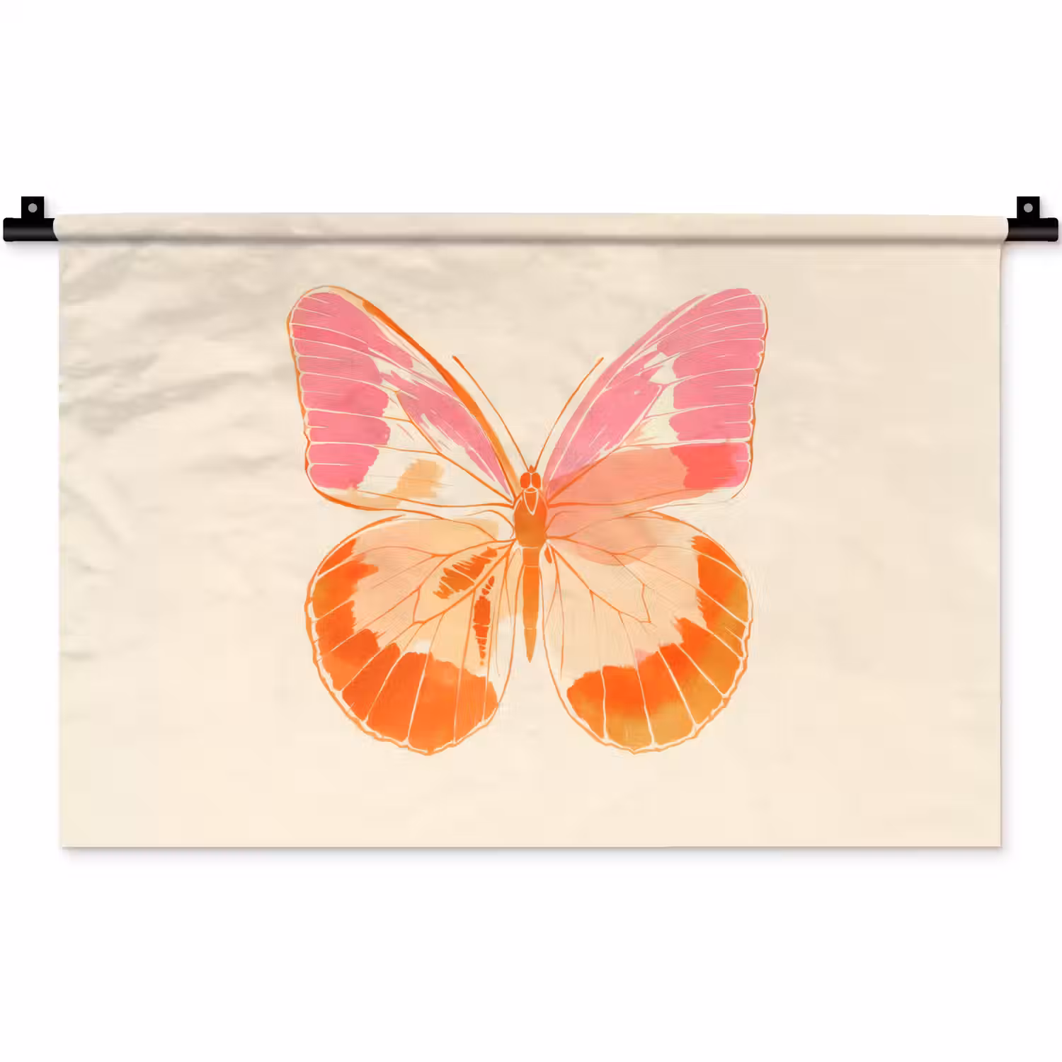 Oranje - Vlinder - Minimalistisch Wandkleed katoen klein -zz3d