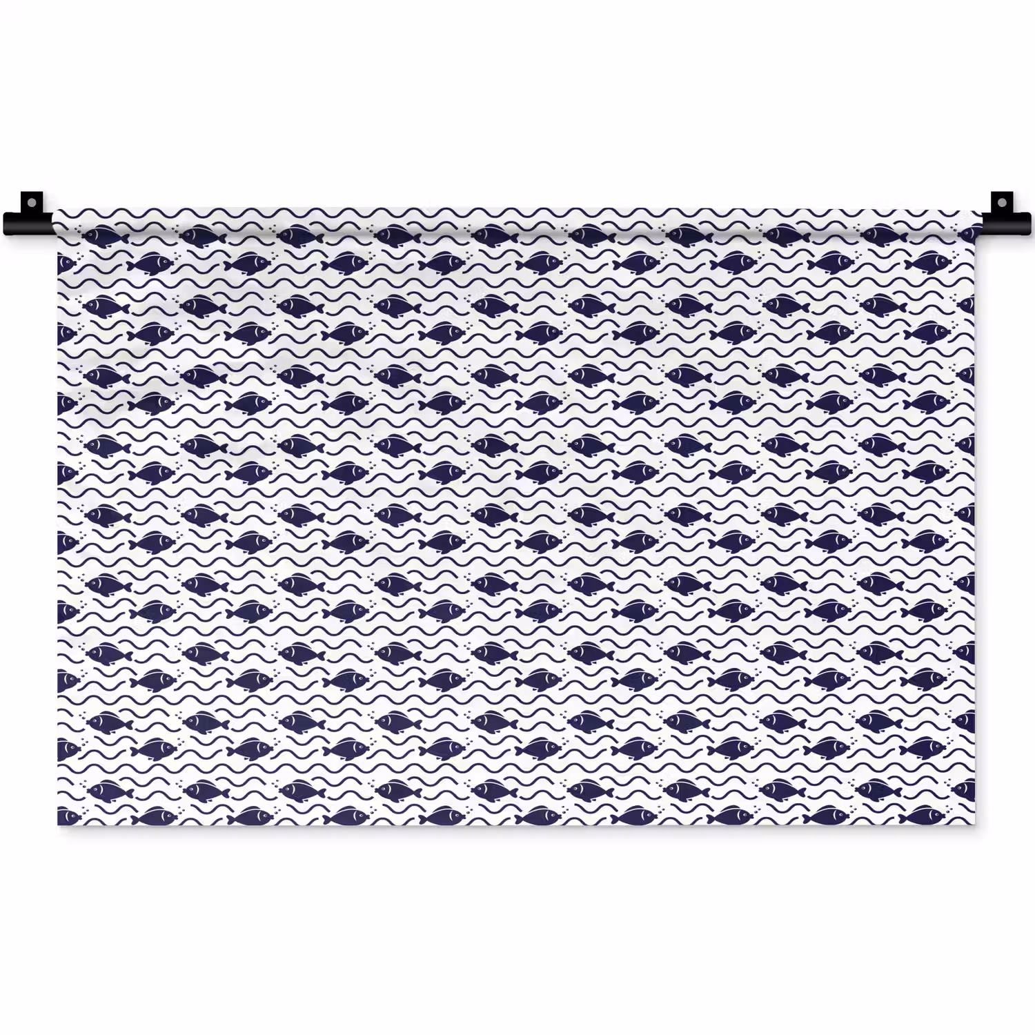 Oceaan - Visachtig - Blauw - Wit Wandkleed katoen klein 269 -zz3d
