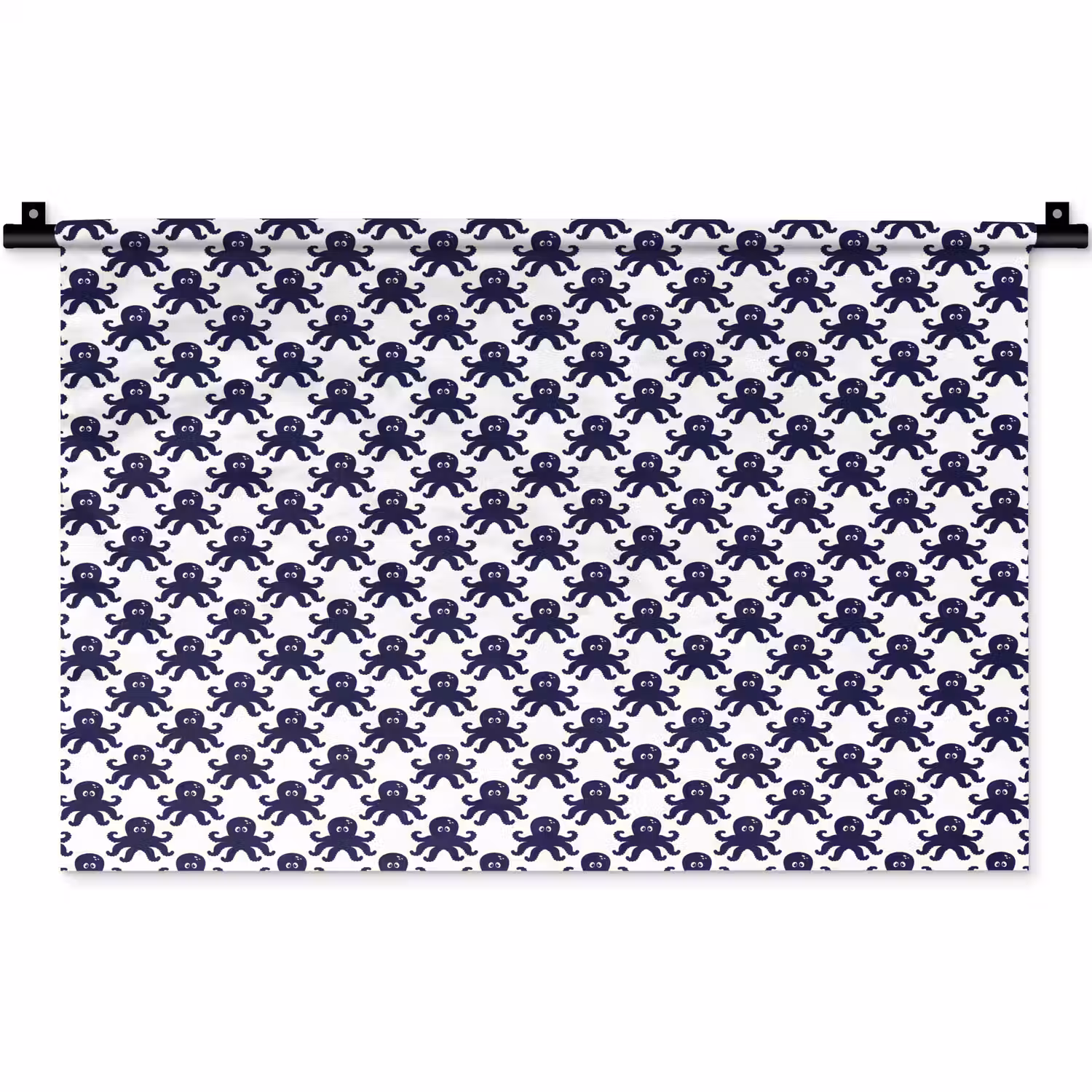 Oceaan - Octo - Blauw - Wit Wandkleed katoen klein 269 -zz3d