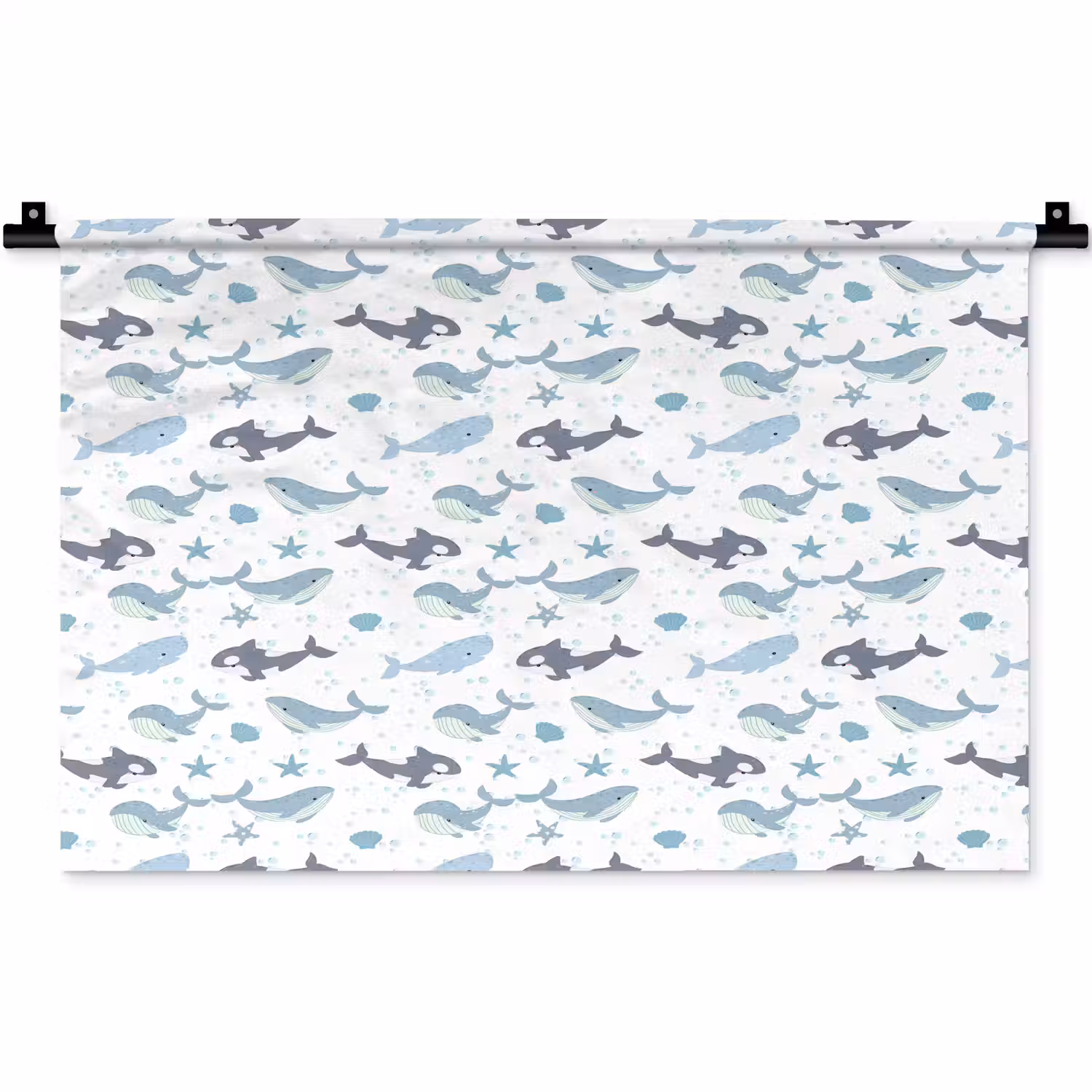 Oceaan - Walvis - Orka - Blauw Wandkleed katoen klein 269 -zz3d