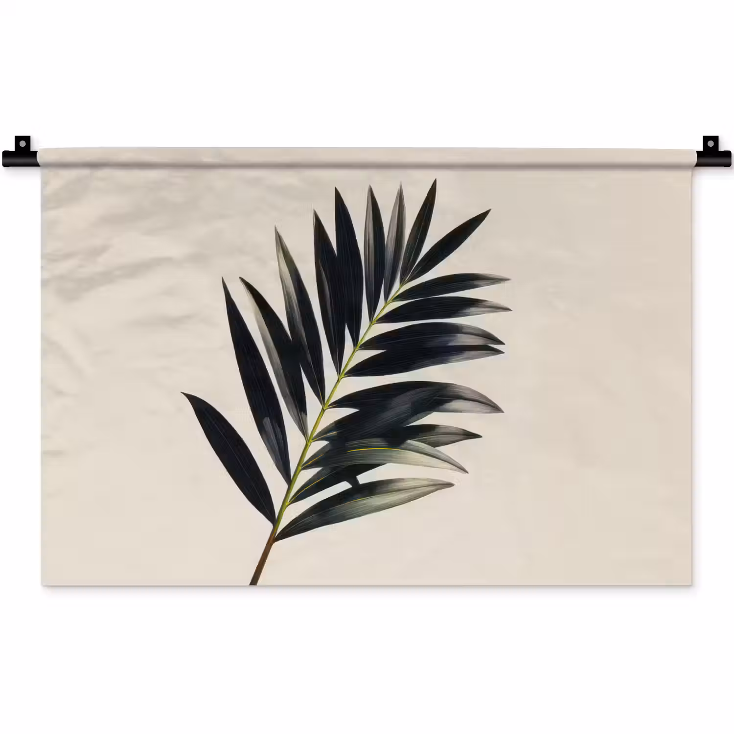 Palmblad - Subtiel - Groen - beige Wandkleed katoen klein -zz3d