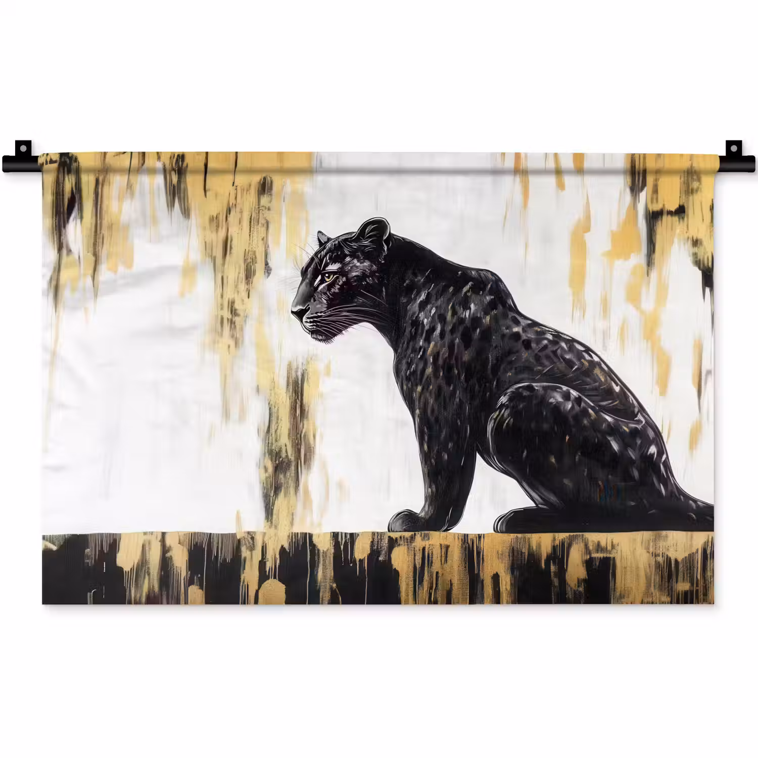 Panter - Zwart - Abstract - Goud Wandkleed katoen klein -zz3d