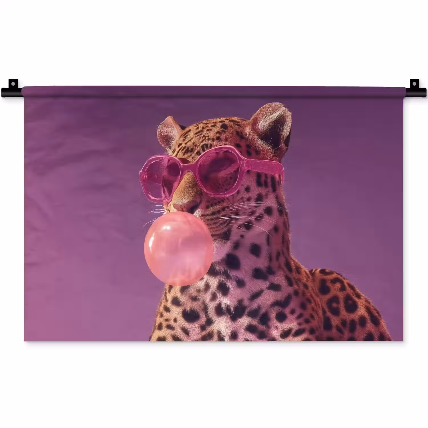 Panter - Zonnebril - Kauwgombel - Roze Wandkleed katoen klein -zz3d