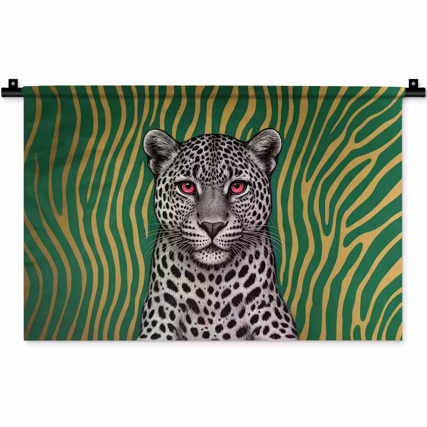 Panter - Zebrapatroon - Groen Wandkleed katoen klein -zz3d