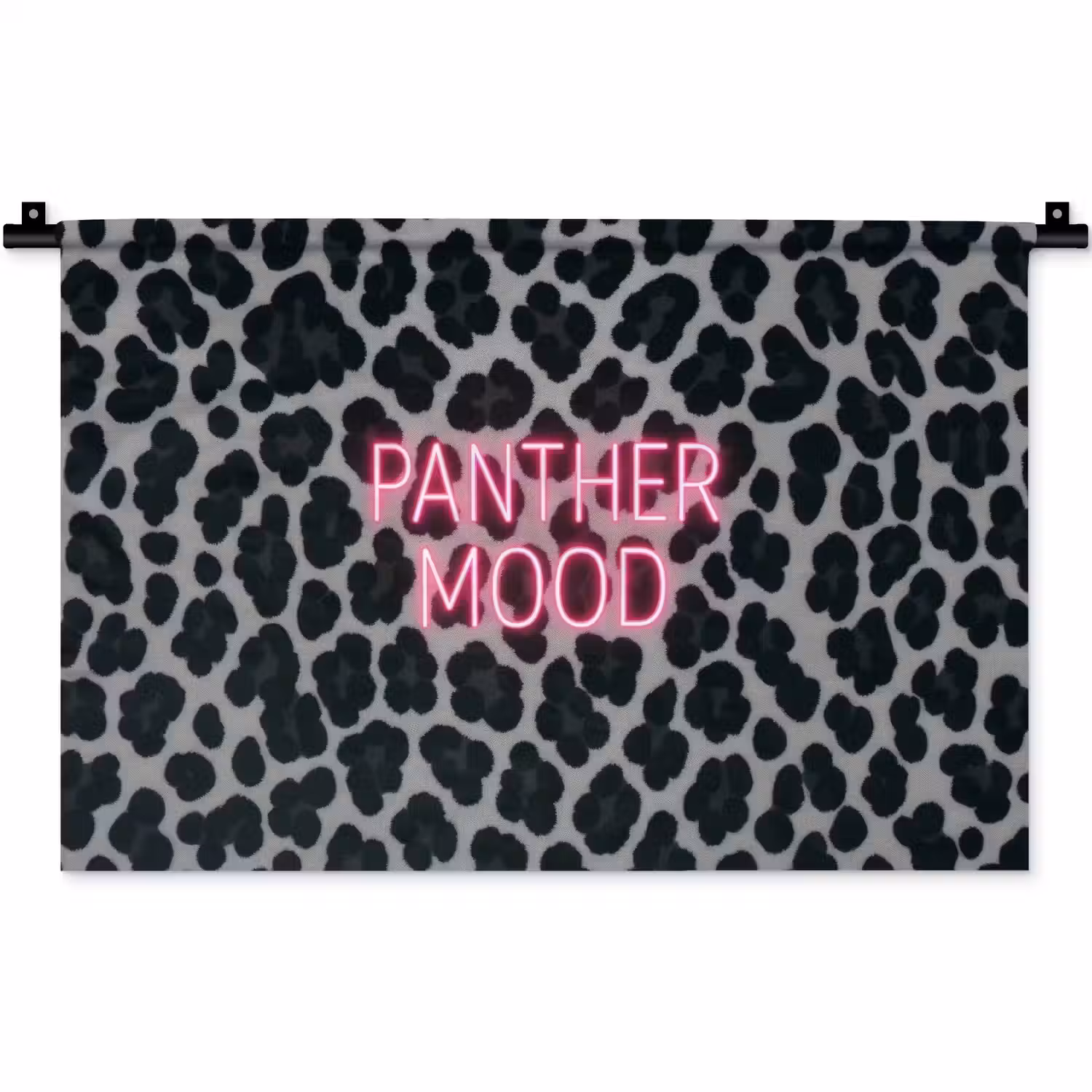 Panterprint - Zwart - Neonletters - Roze Wandkleed katoen klein -zz3d