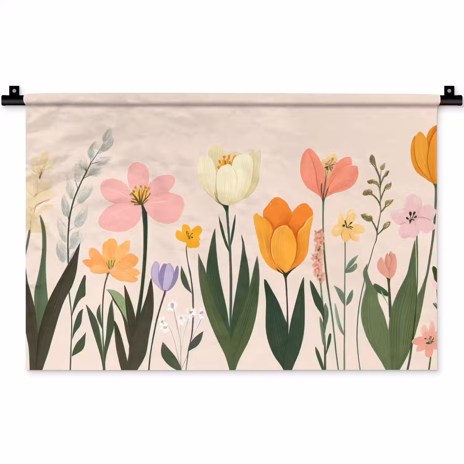 Pasteltinten - Bloemen - Illustratie Wandkleed katoen klein -zz3d
